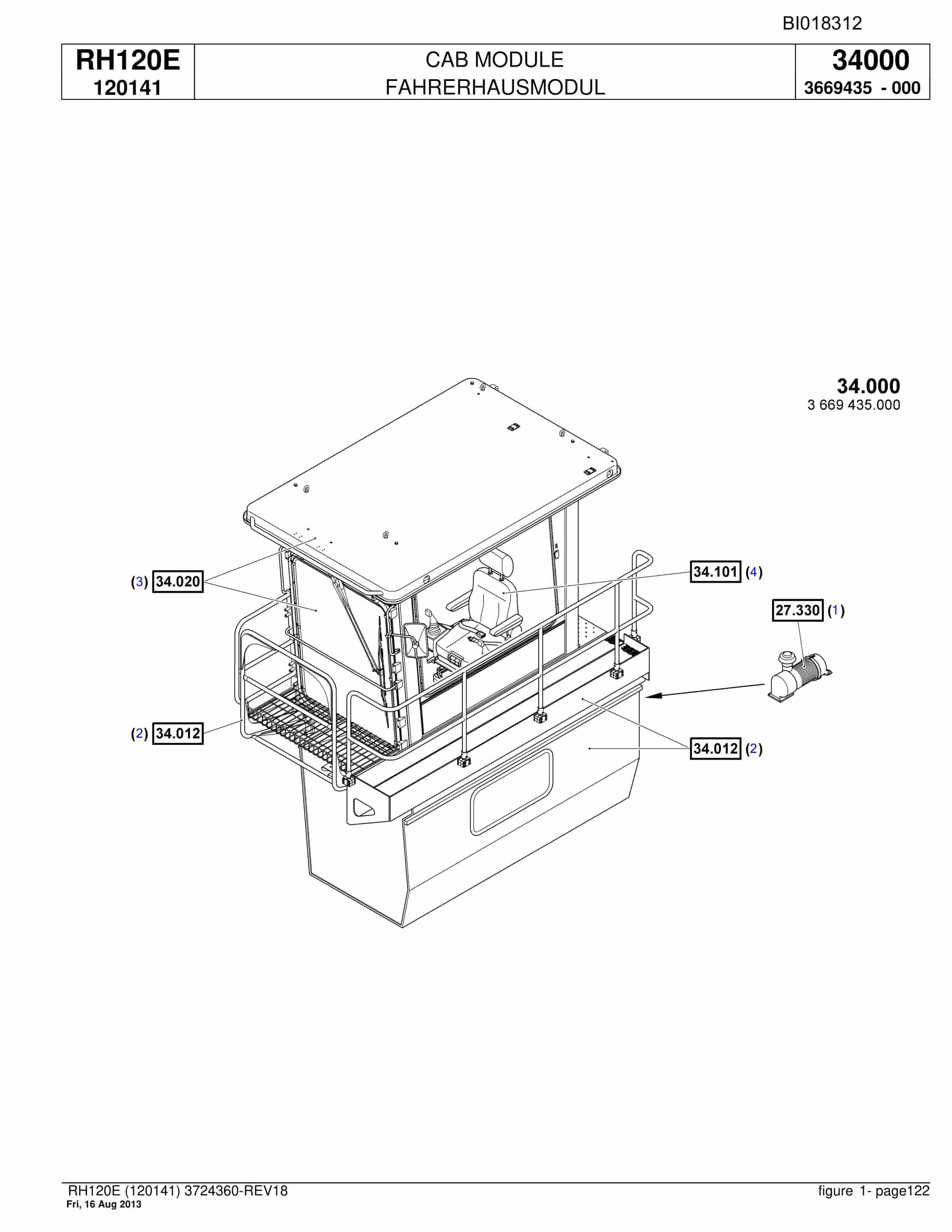 Bucyrus RH120E Hydraulic Excavator Parts Catalog BI018312-5