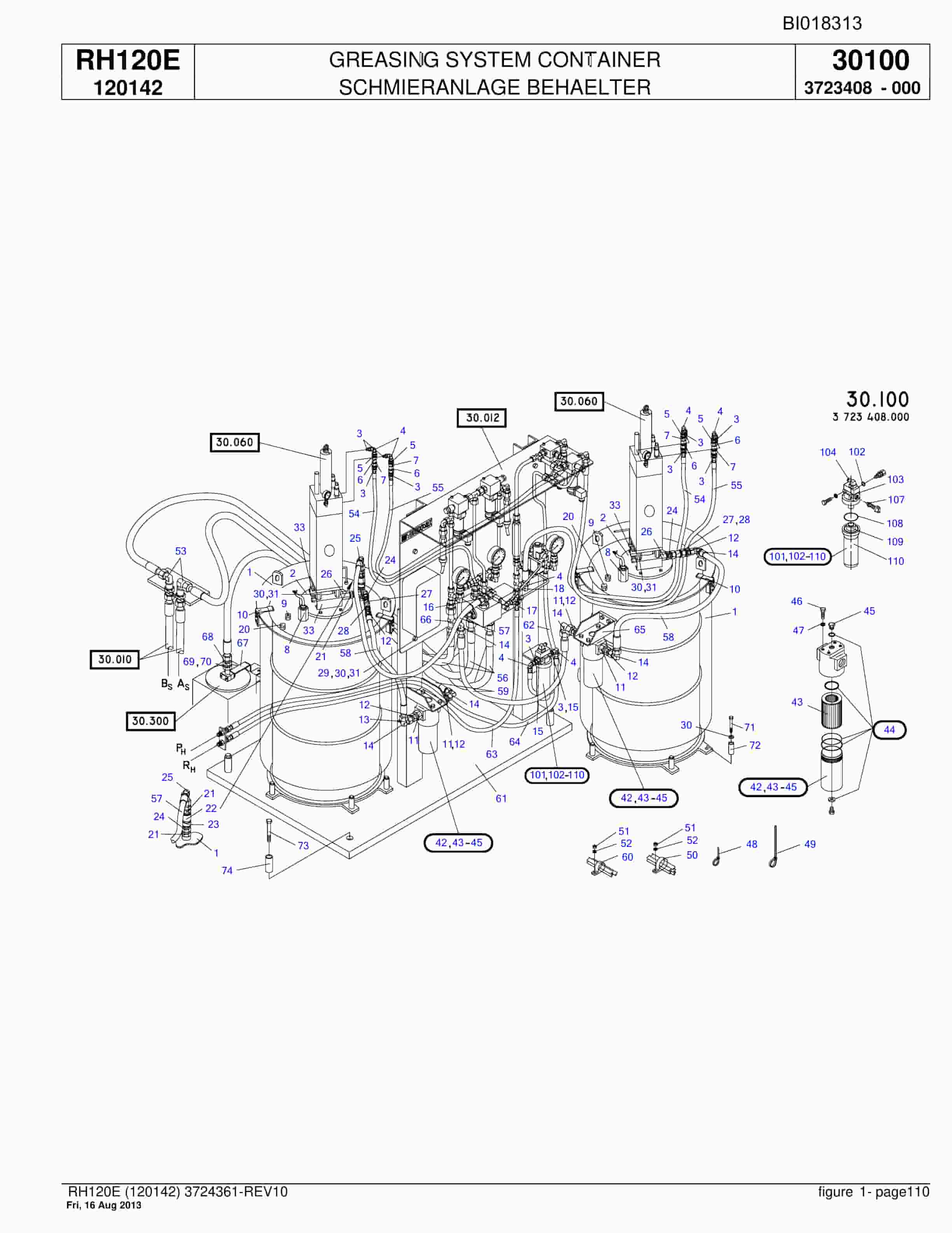 Bucyrus RH120E Hydraulic Excavator Parts Catalog BI018313-4
