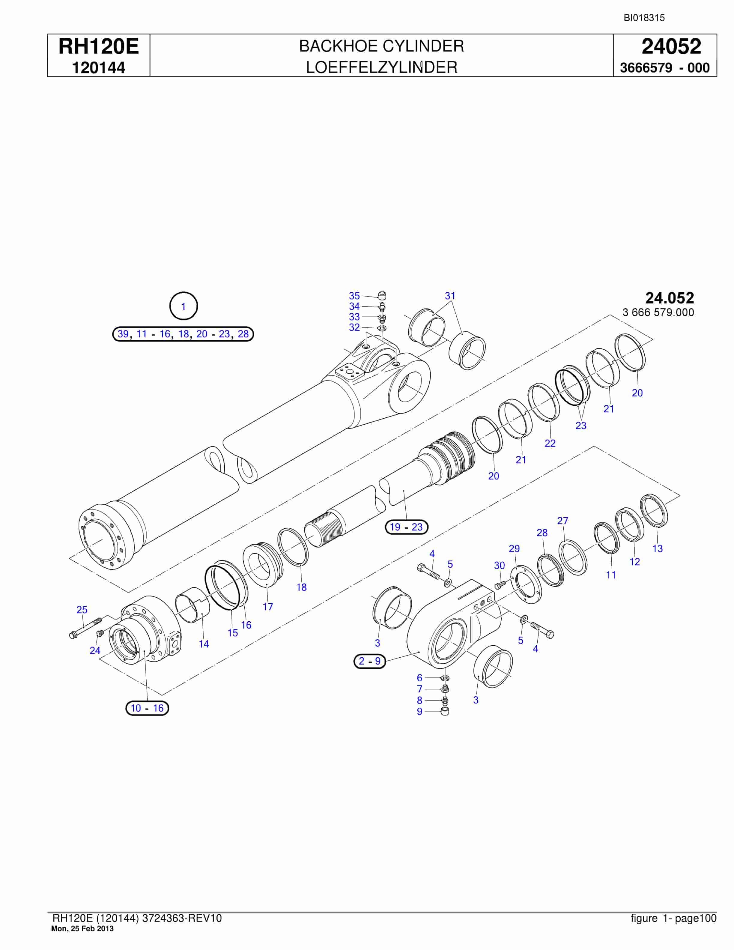 Bucyrus RH120E Hydraulic Excavator Parts Catalog BI018315-3