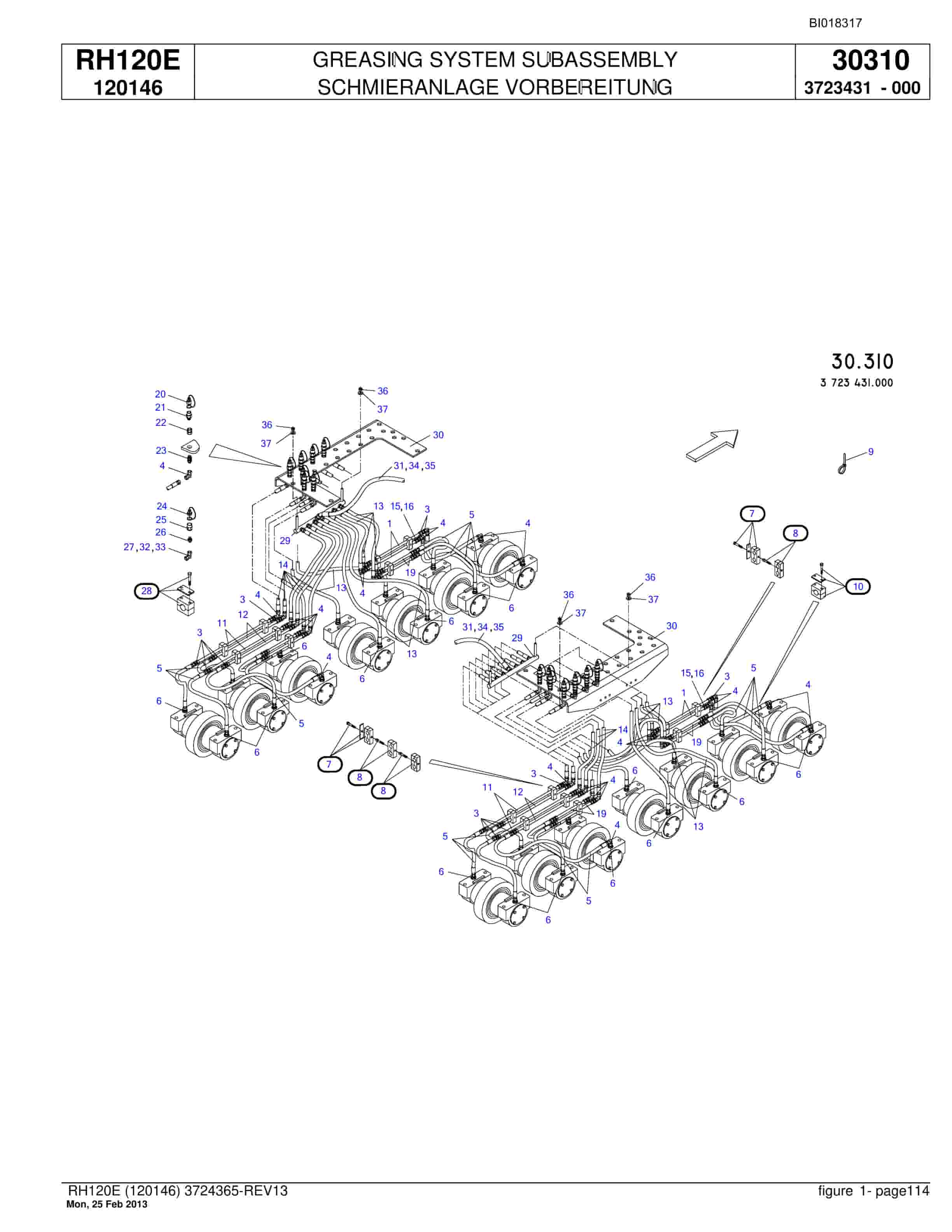 Bucyrus RH120E Hydraulic Excavator Parts Catalog BI018317-4