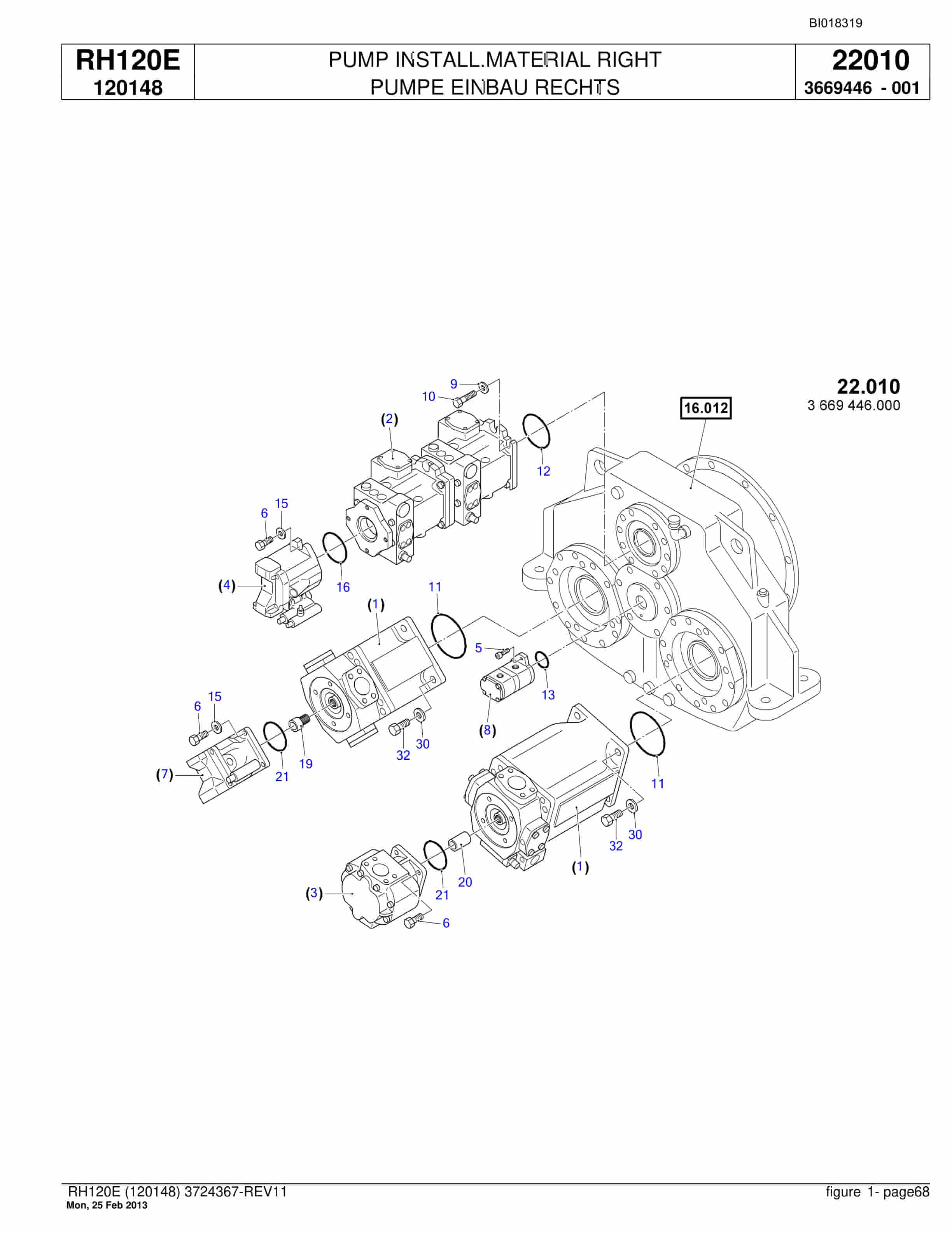 Bucyrus RH120E Hydraulic Excavator Parts Catalog BI018319-2