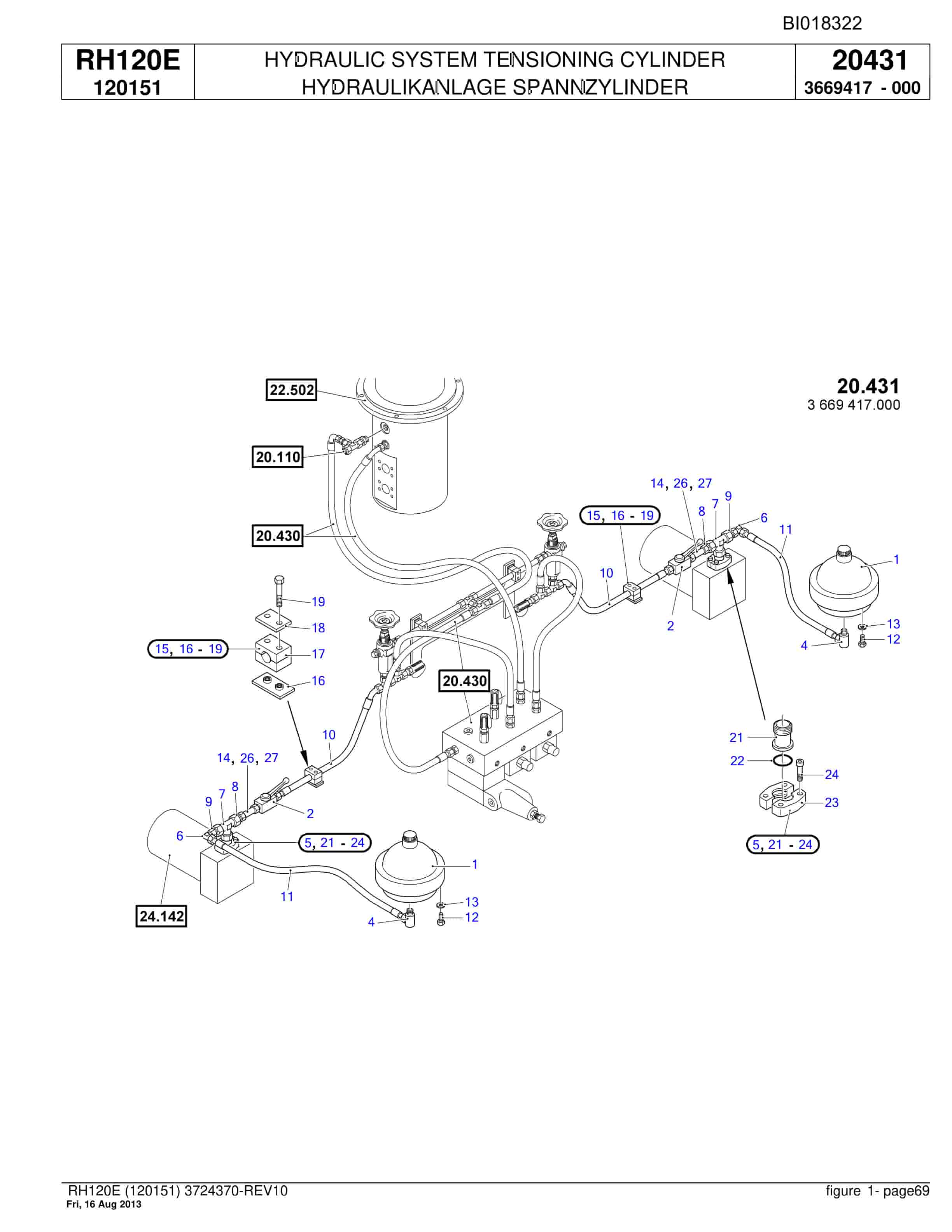 Bucyrus RH120E Hydraulic Excavator Parts Catalog BI018322-2