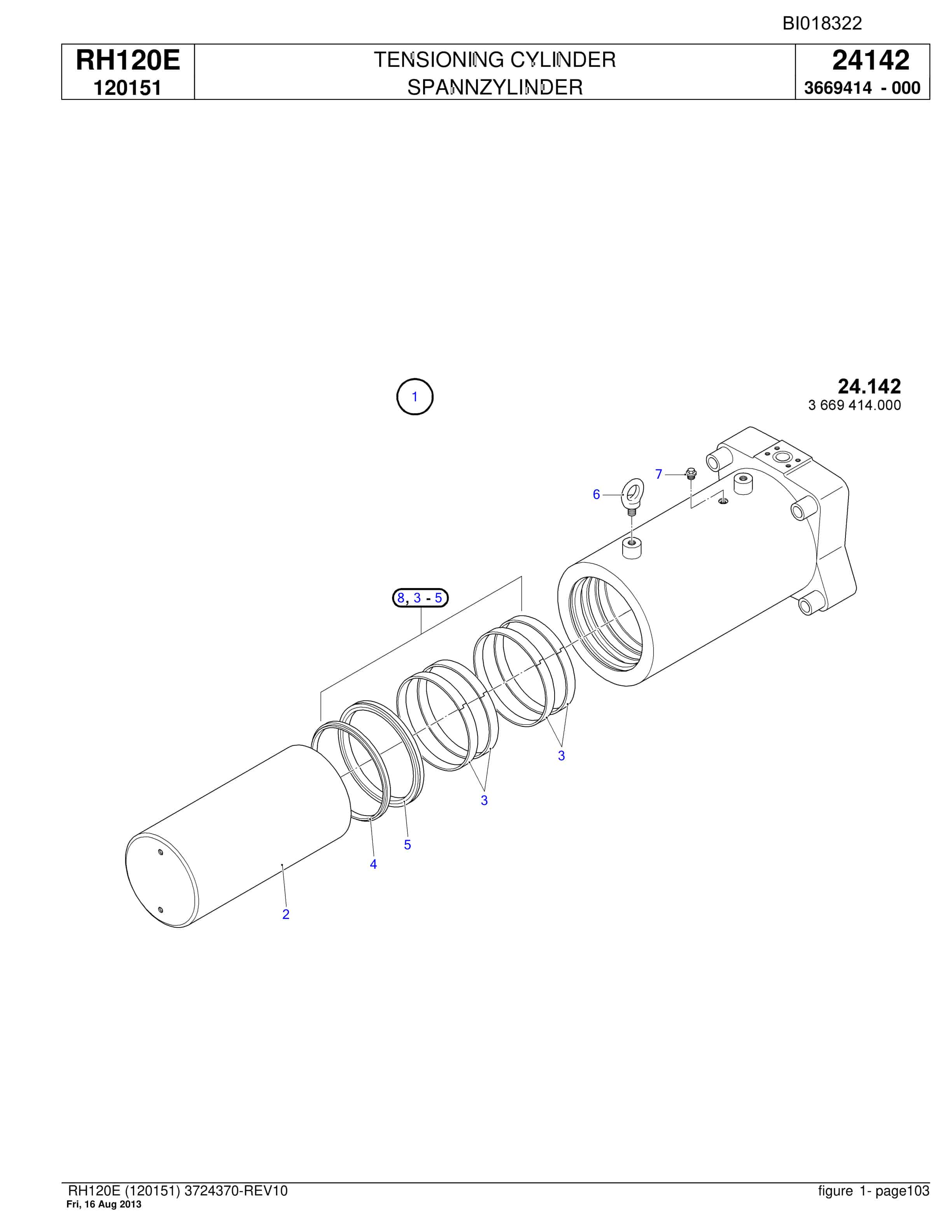 Bucyrus RH120E Hydraulic Excavator Parts Catalog BI018322-3
