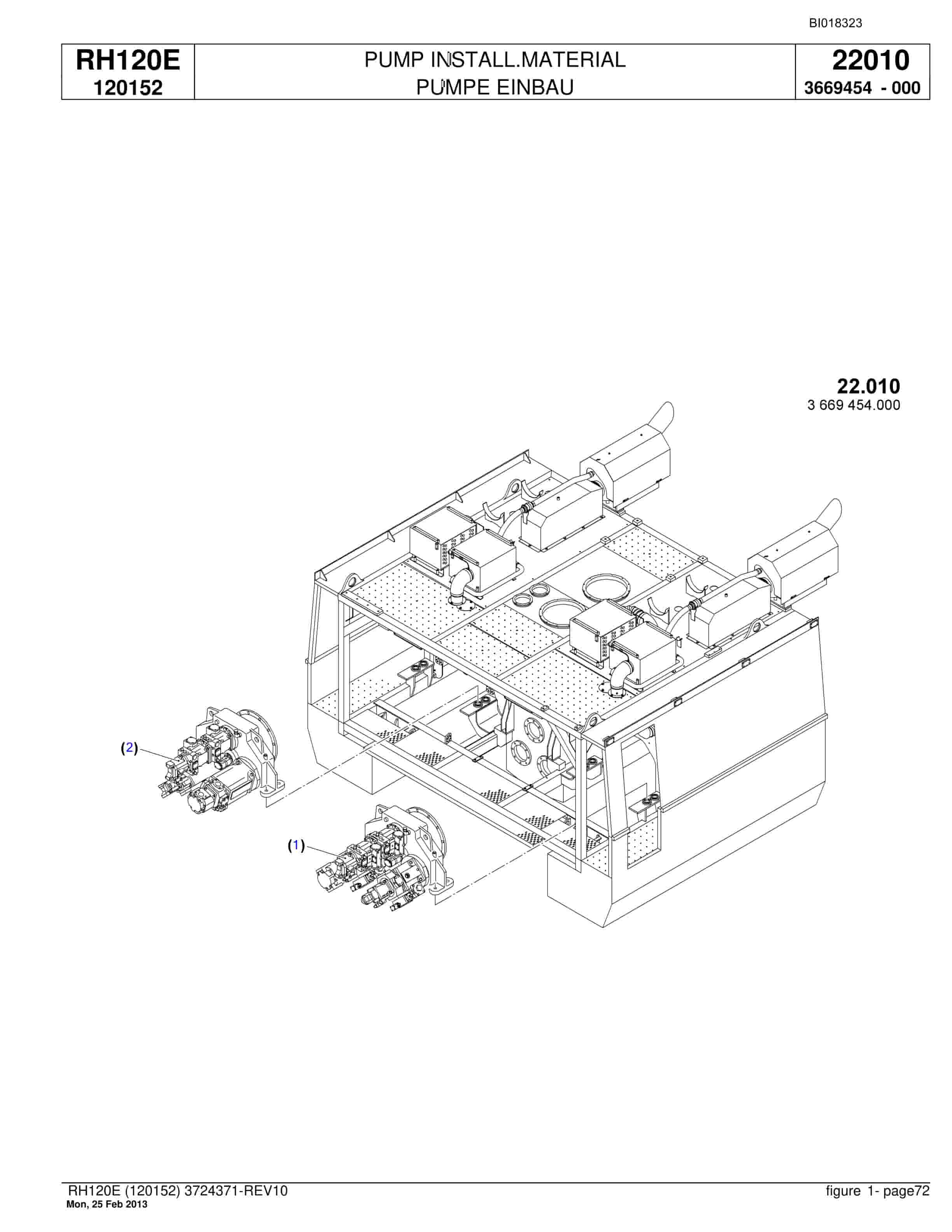 Bucyrus RH120E Hydraulic Excavator Parts Catalog BI018323-2