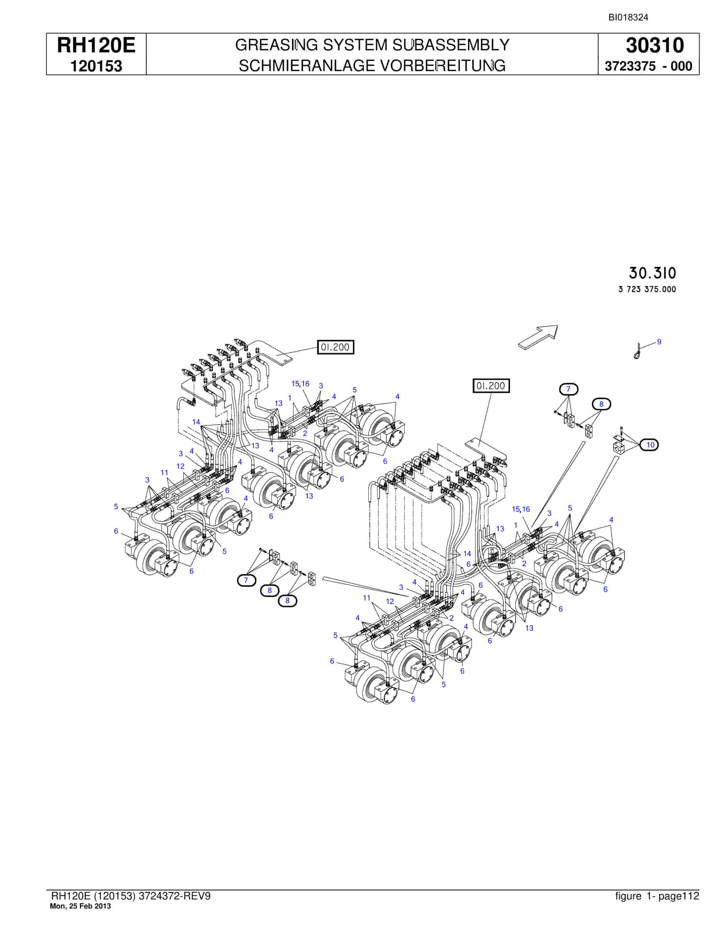 Bucyrus RH120E Hydraulic Excavator Parts Catalog BI018324-4