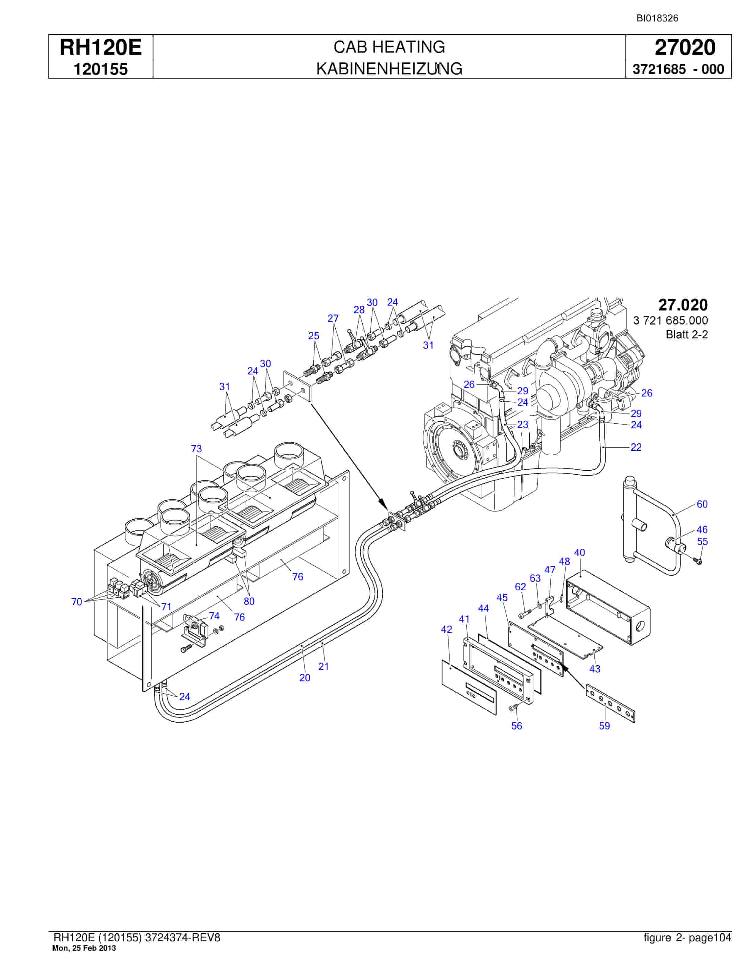Bucyrus RH120E Hydraulic Excavator Parts Catalog BI018326-3