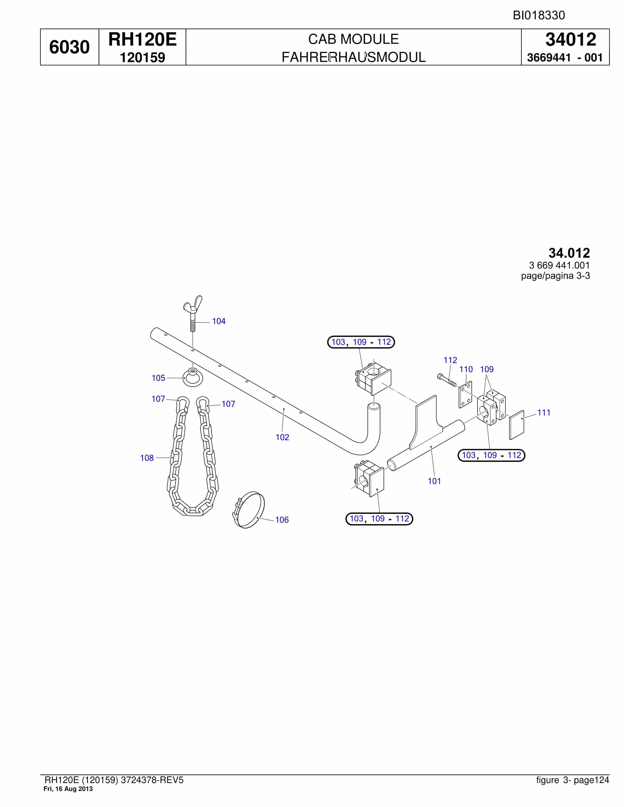 Bucyrus RH120E Hydraulic Excavator Parts Catalog BI018330-5