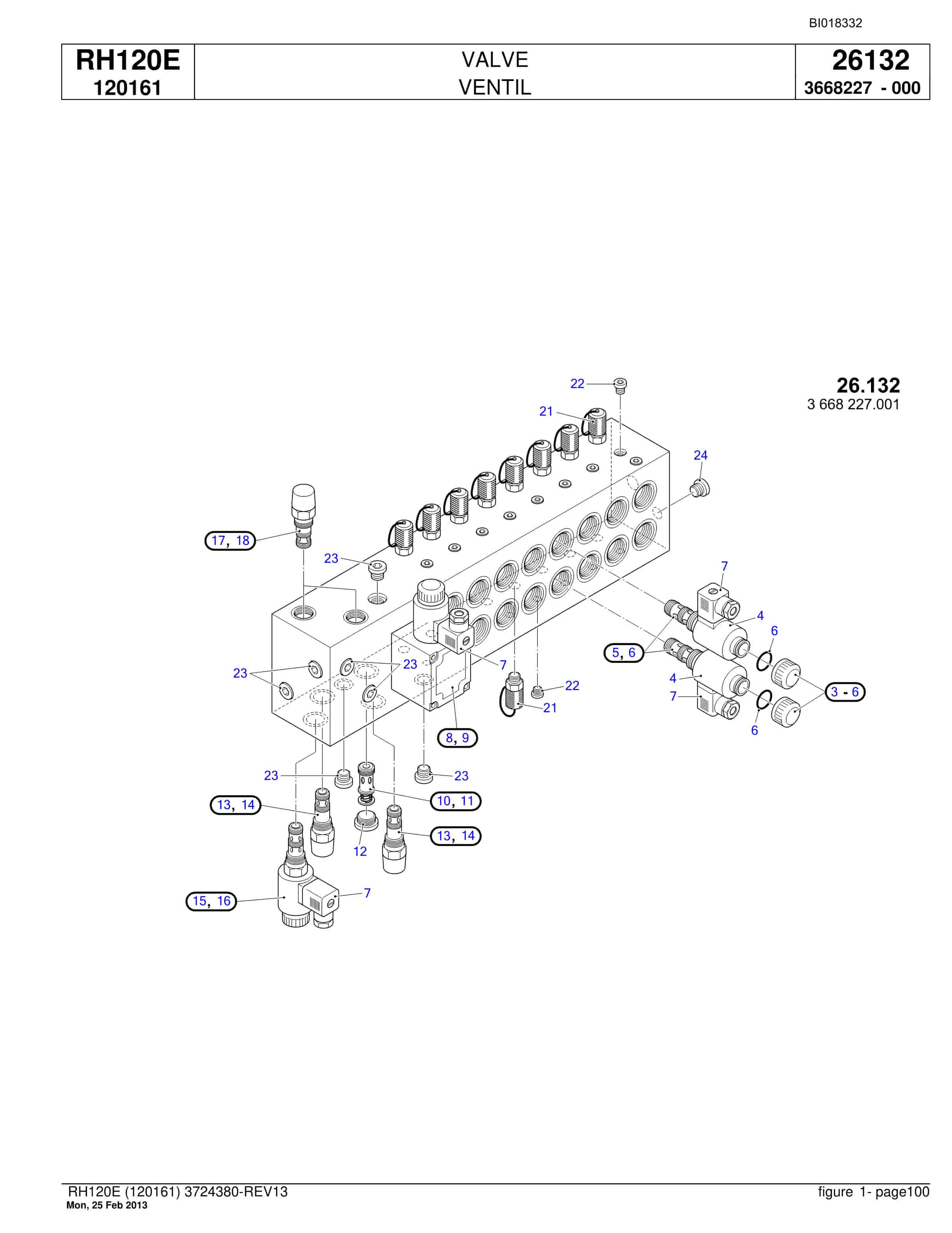 Bucyrus RH120E Hydraulic Excavator Parts Catalog BI018332-3