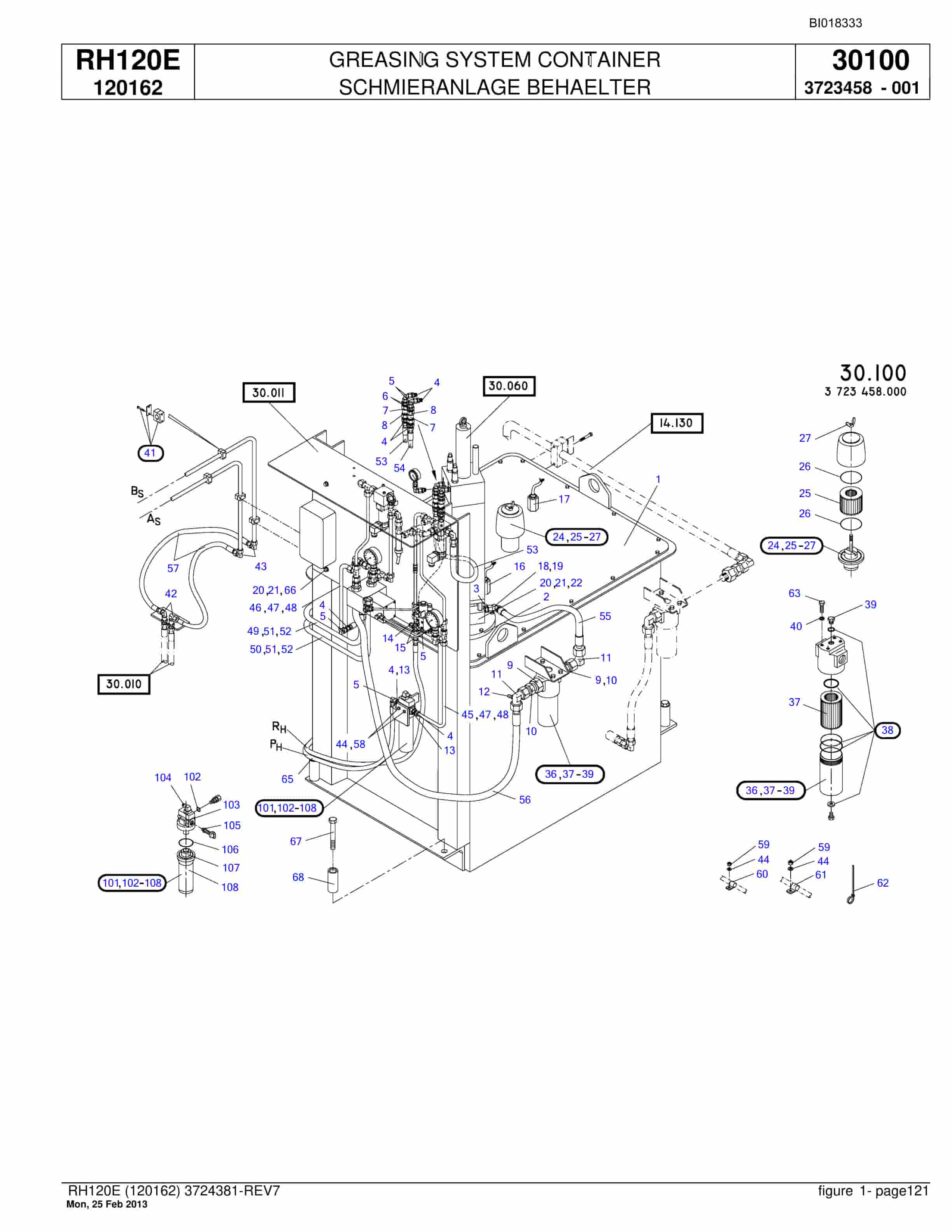 Bucyrus RH120E Hydraulic Excavator Parts Catalog BI018333-3