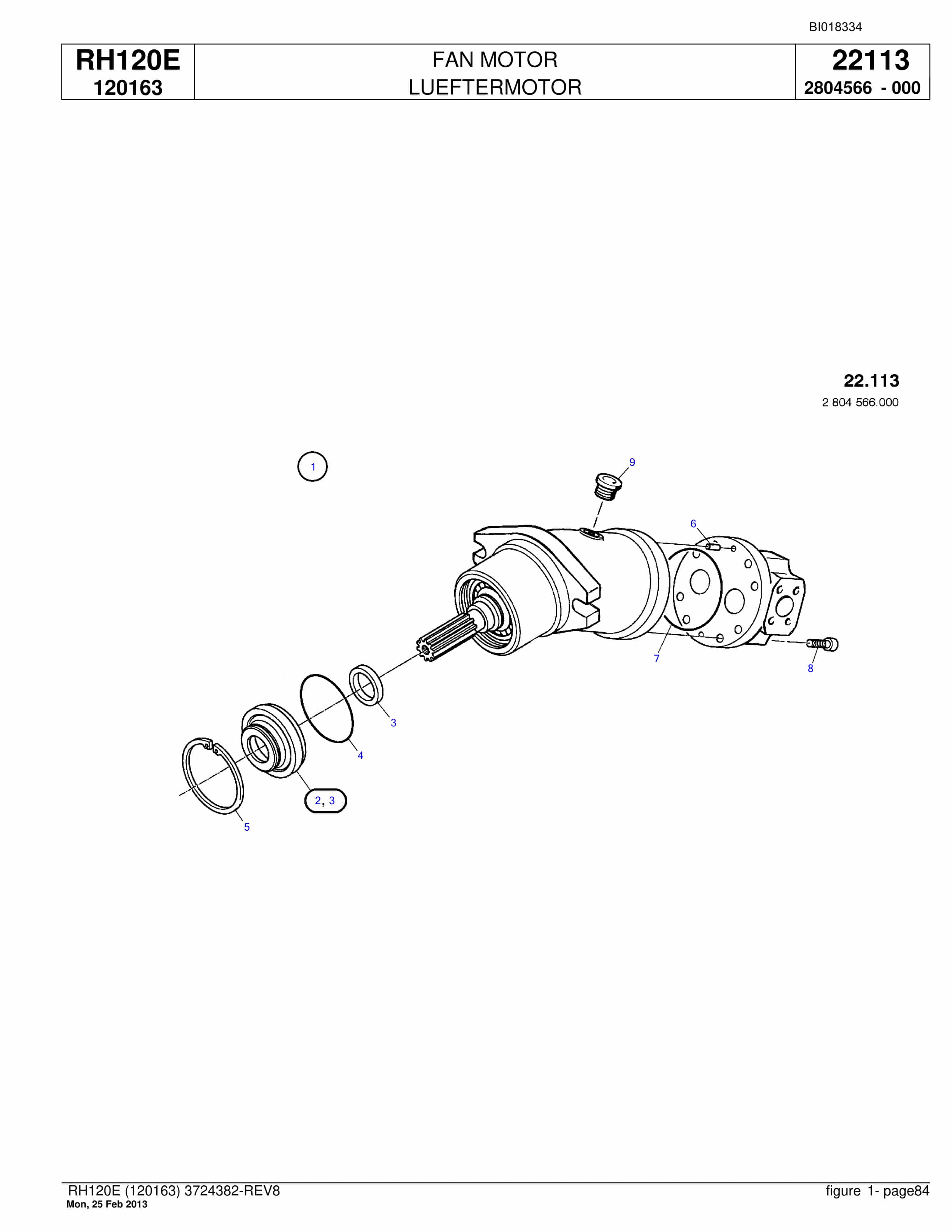 Bucyrus RH120E Hydraulic Excavator Parts Catalog BI018334-2