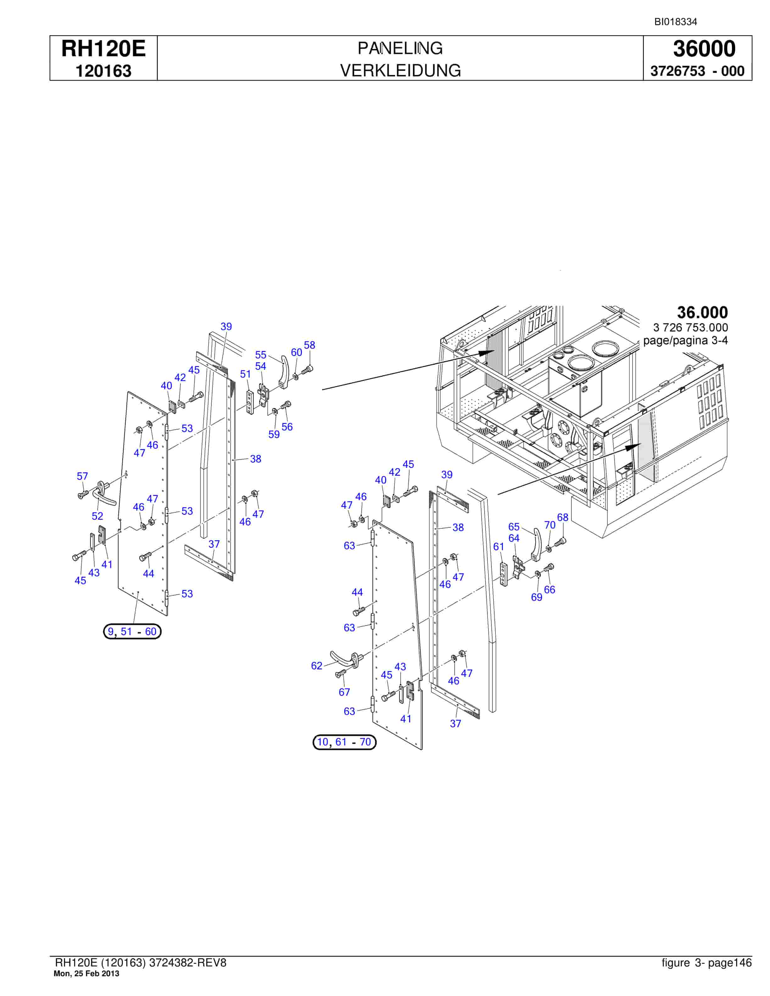 Bucyrus RH120E Hydraulic Excavator Parts Catalog BI018334-5