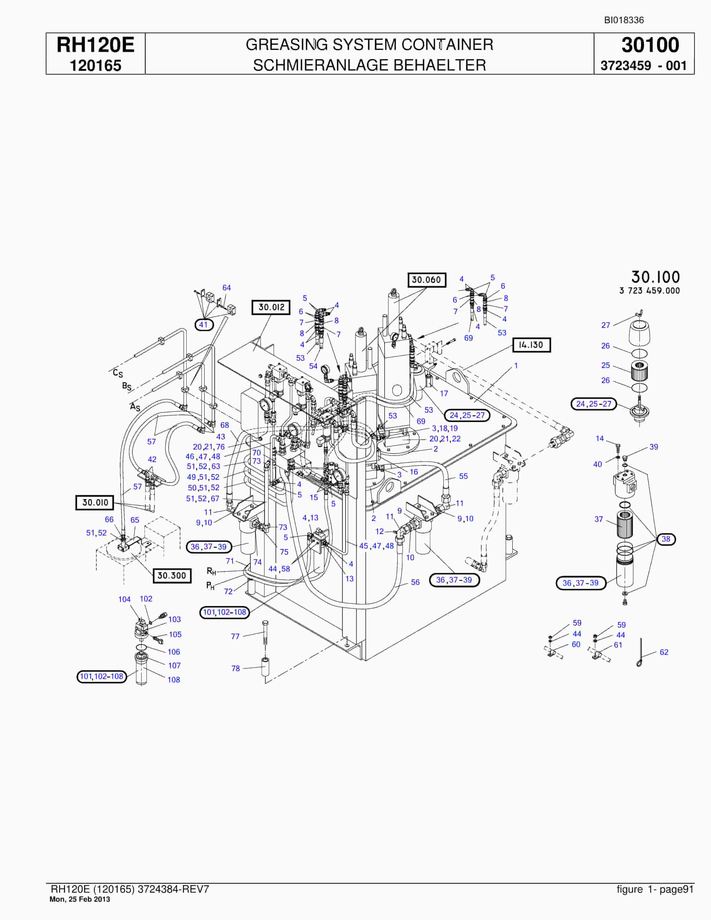 Bucyrus RH120E Hydraulic Excavator Parts Catalog BI018336-3