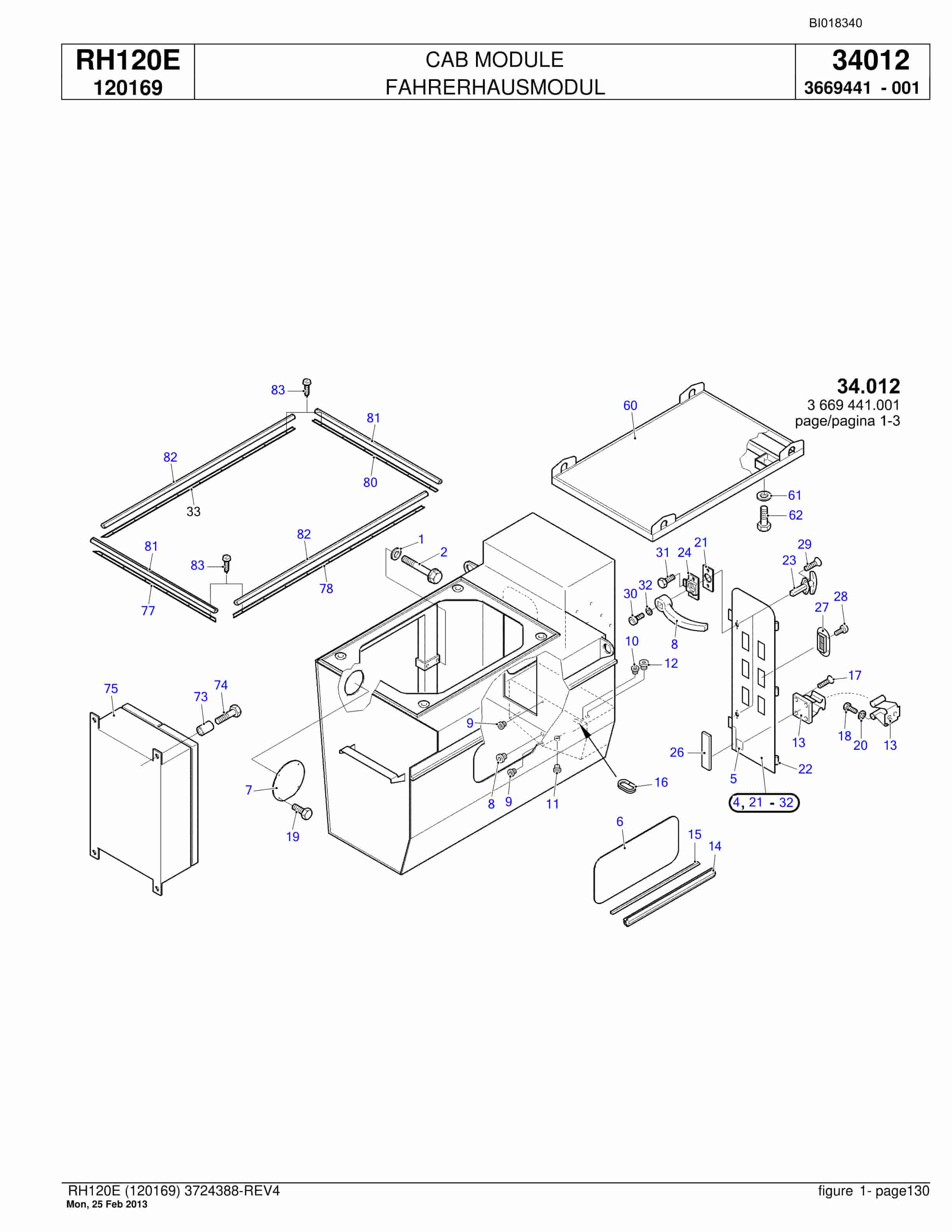 Bucyrus RH120E Hydraulic Excavator Parts Catalog BI018340-5