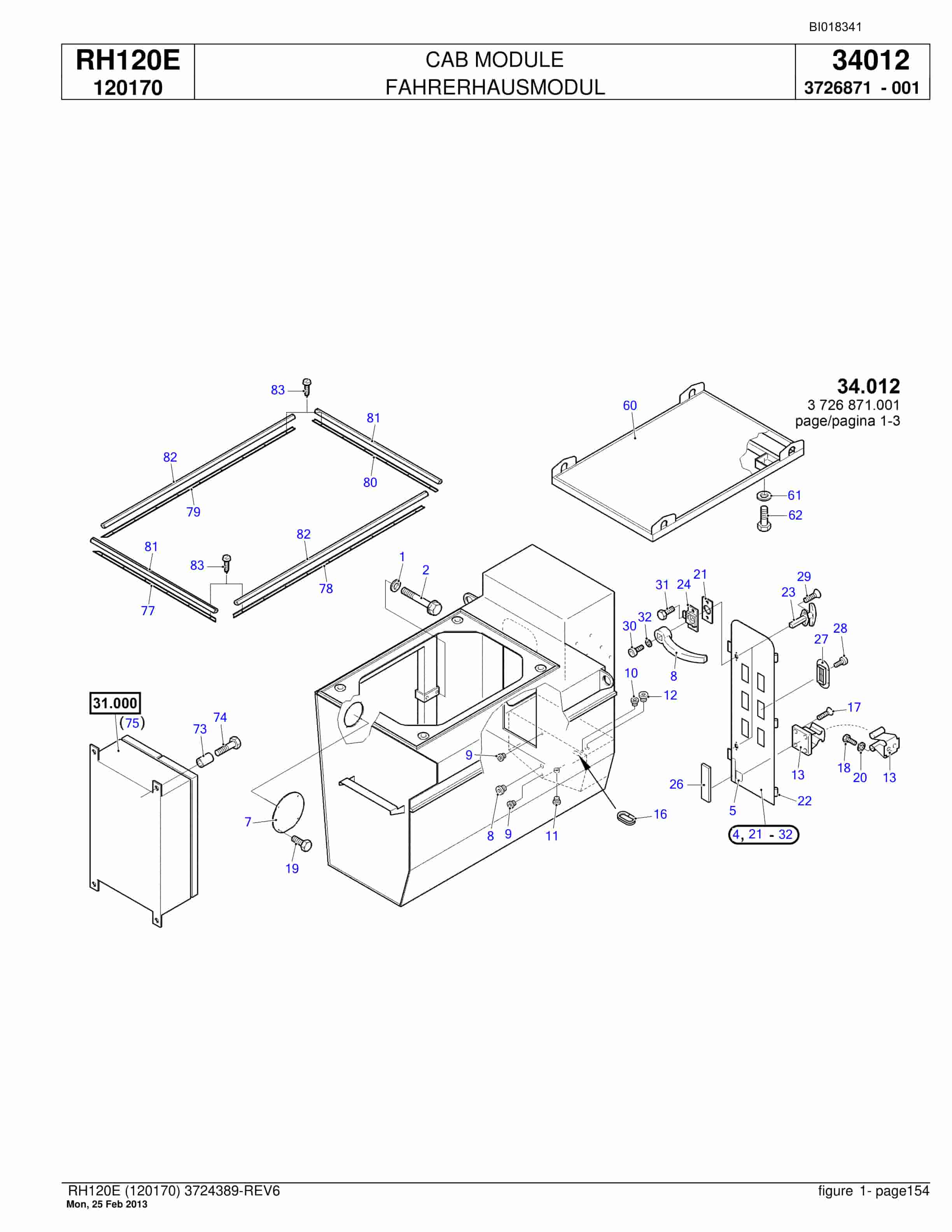 Bucyrus RH120E Hydraulic Excavator Parts Catalog BI018341-5