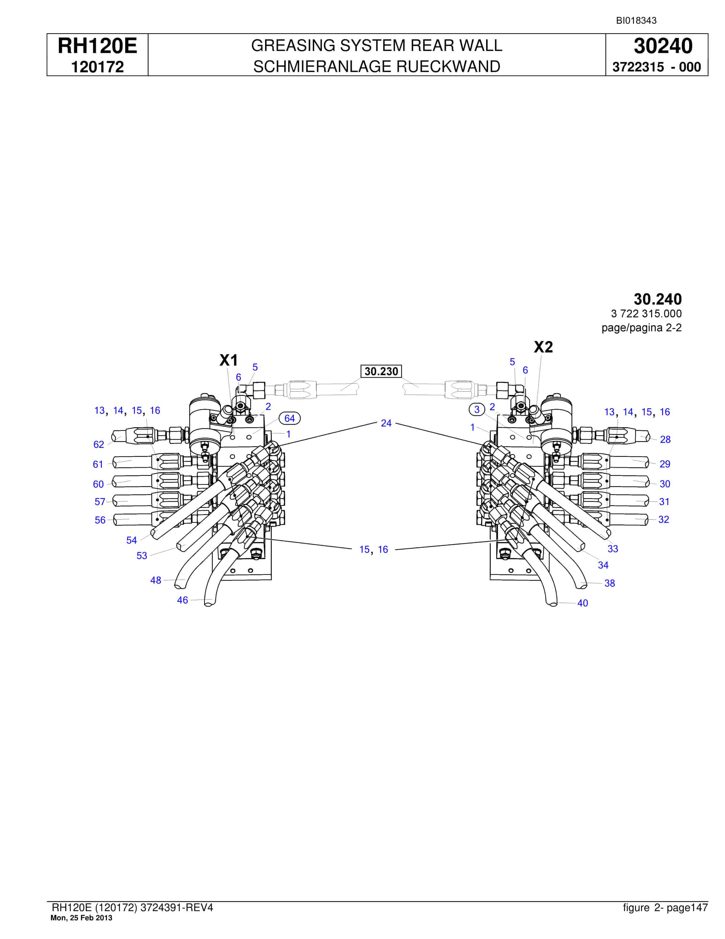 Bucyrus RH120E Hydraulic Excavator Parts Catalog BI018343-4