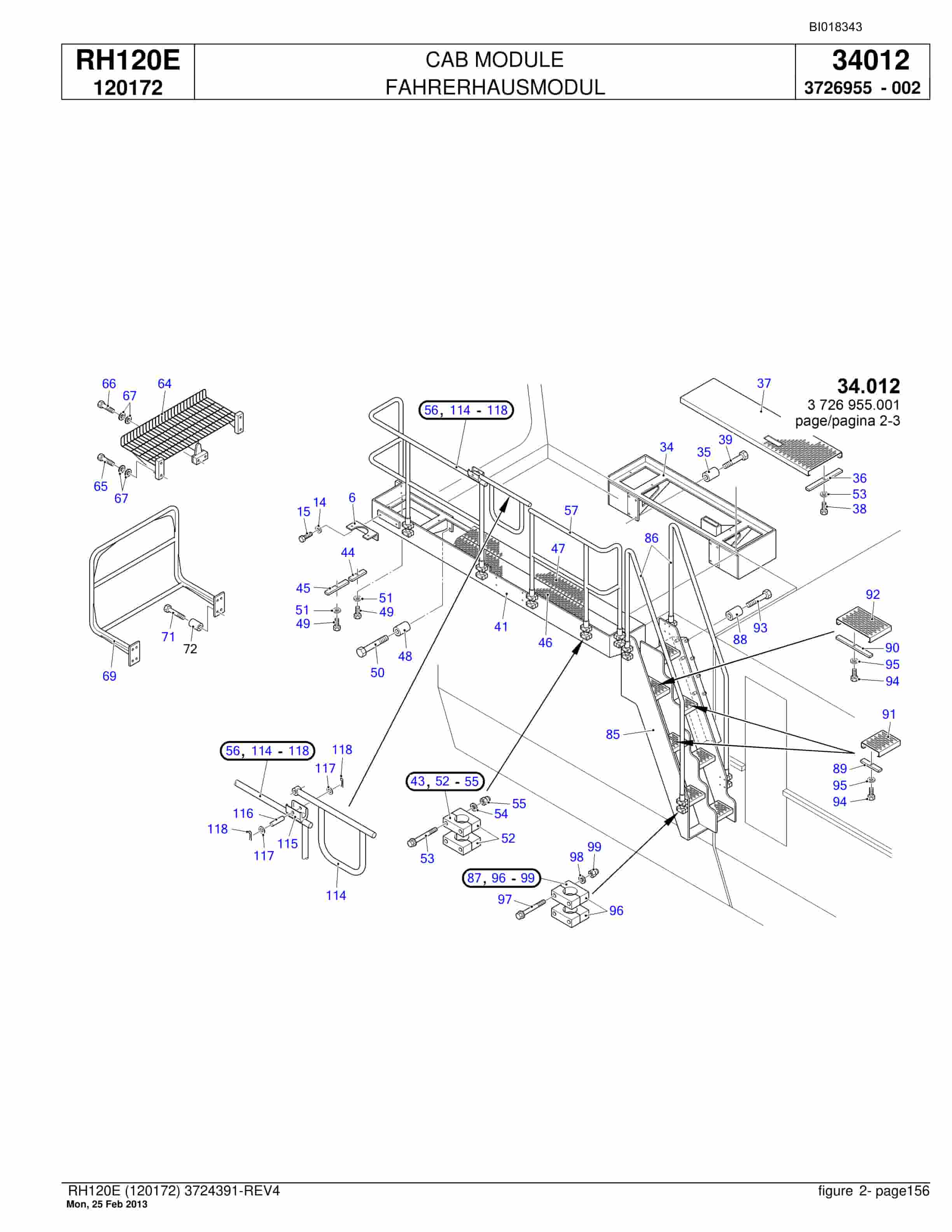 Bucyrus RH120E Hydraulic Excavator Parts Catalog BI018343-5