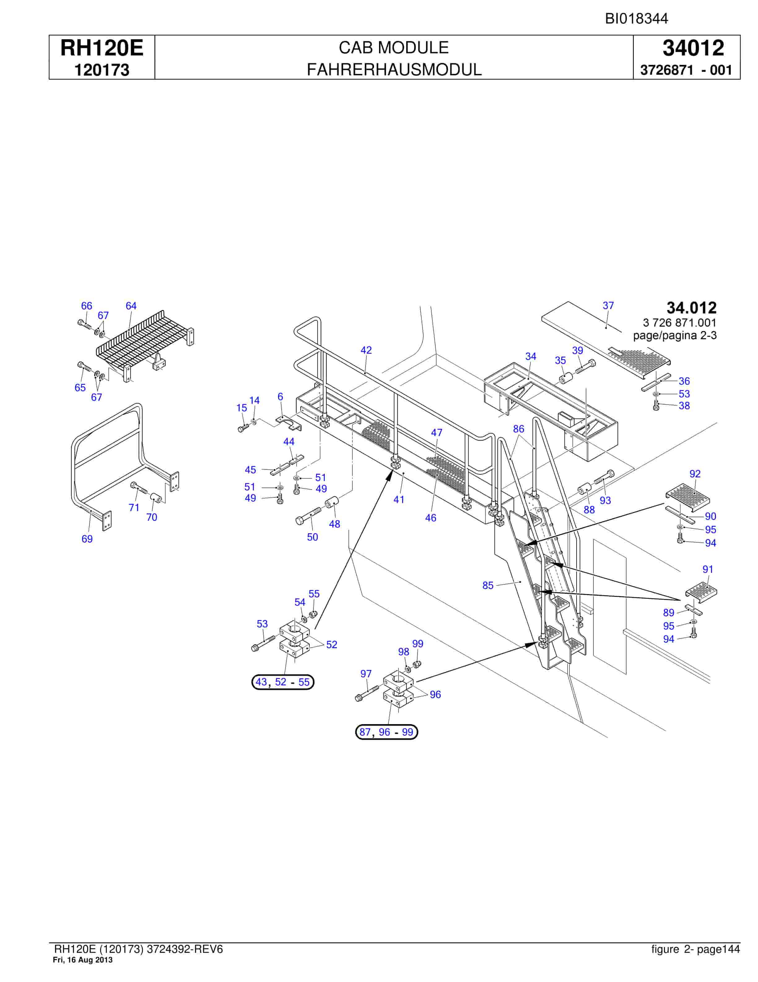 Bucyrus RH120E Hydraulic Excavator Parts Catalog BI018344-5