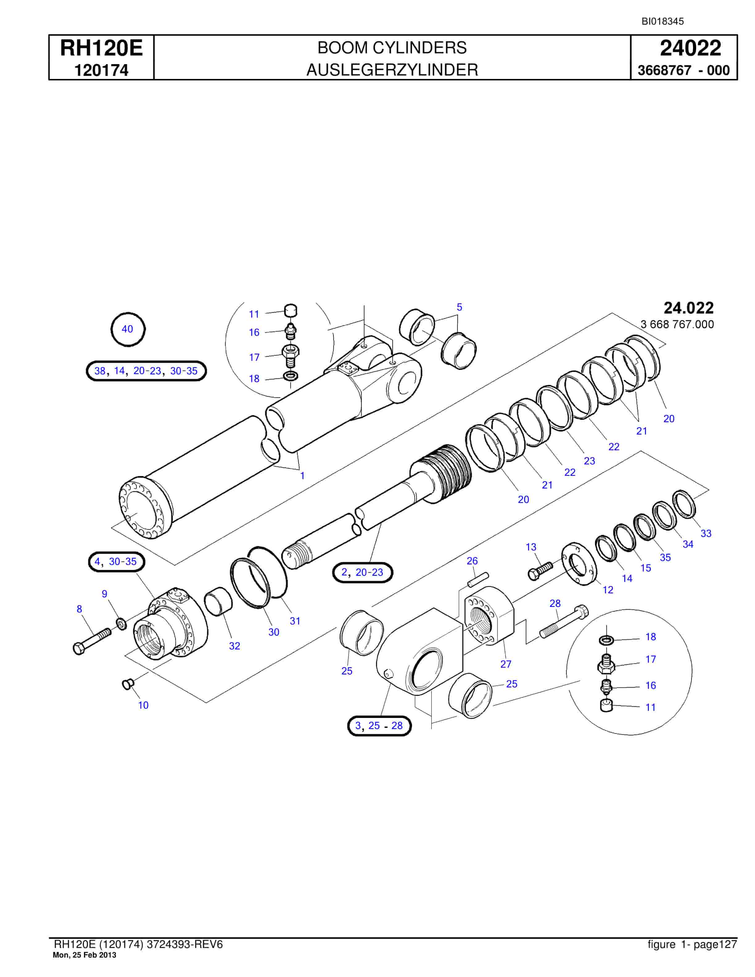 Bucyrus RH120E Hydraulic Excavator Parts Catalog BI018345-3