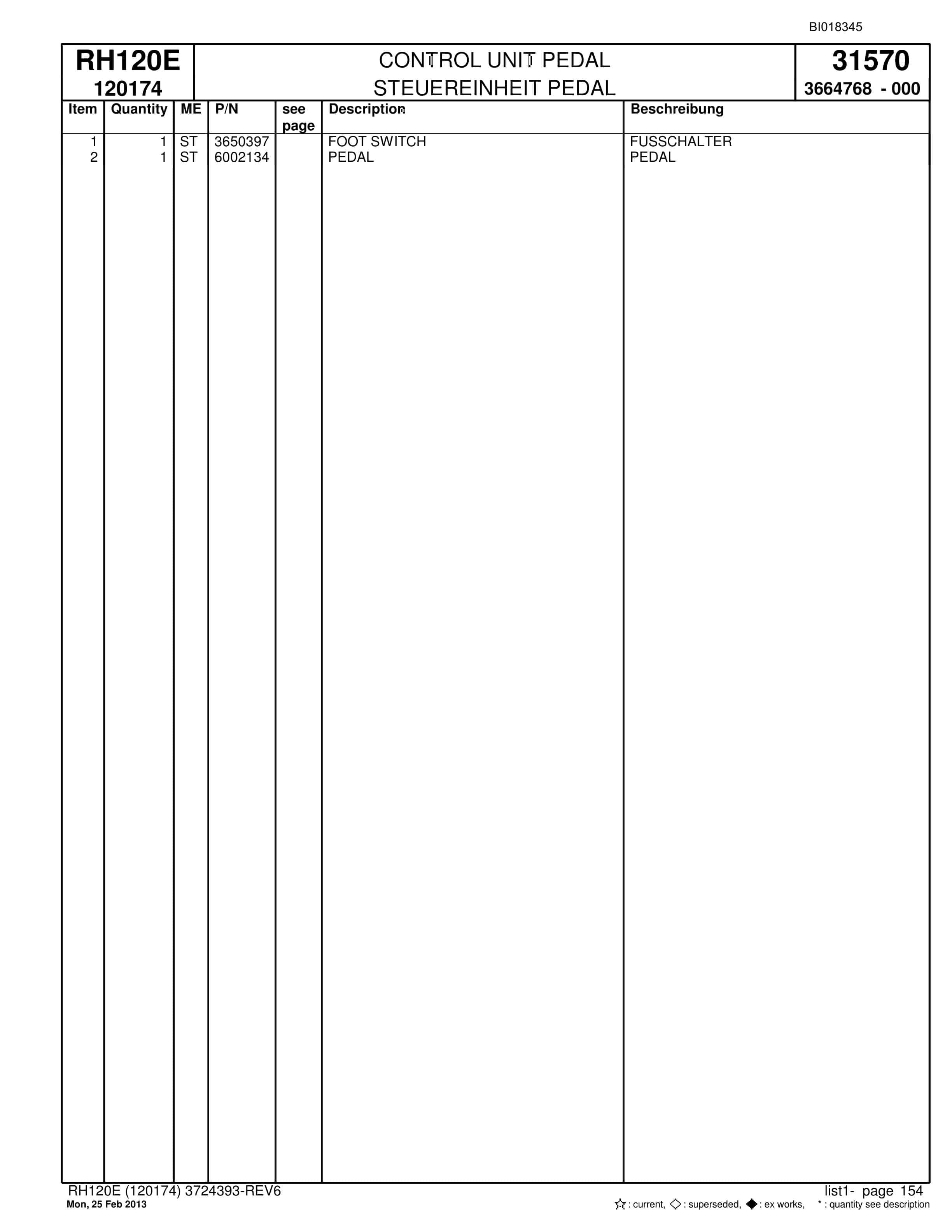 Bucyrus RH120E Hydraulic Excavator Parts Catalog BI018345-5