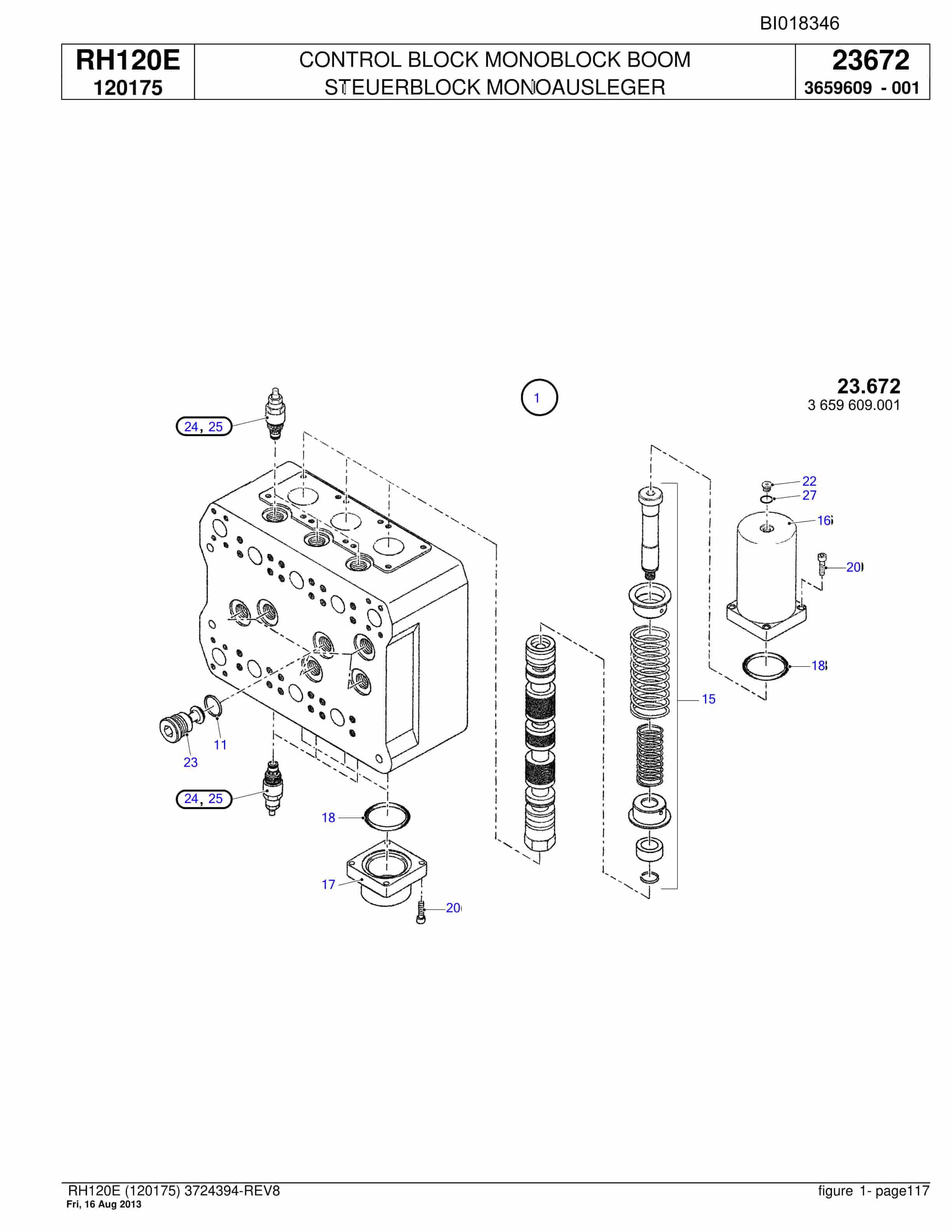 Bucyrus RH120E Hydraulic Excavator Parts Catalog BI018346-3