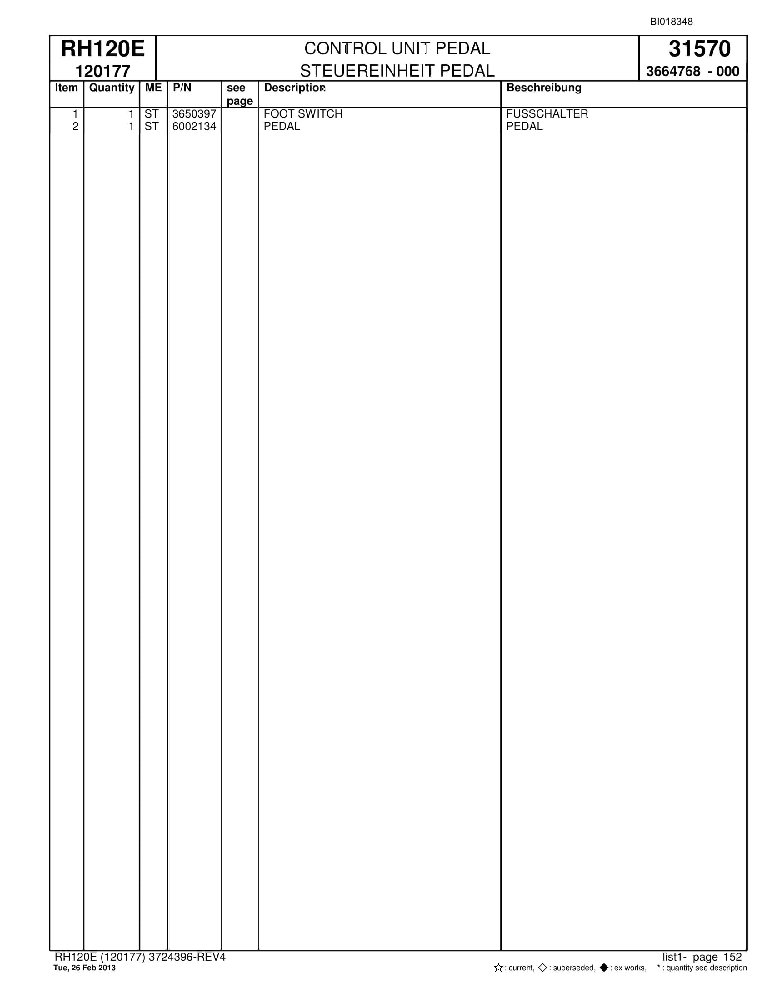 Bucyrus RH120E Hydraulic Excavator Parts Catalog BI018348-5
