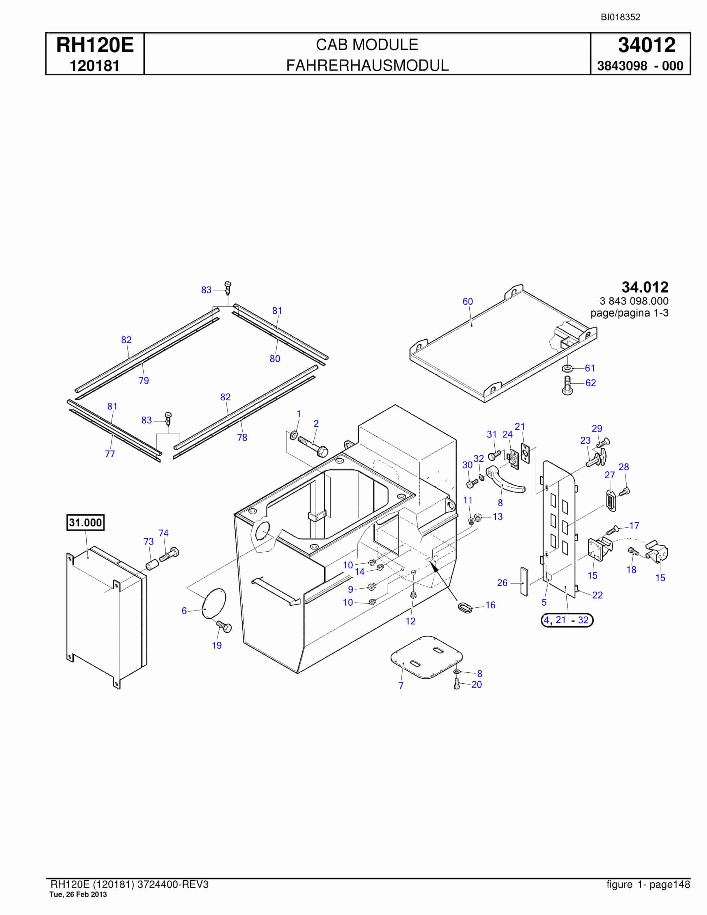 Bucyrus RH120E Hydraulic Excavator Parts Catalog BI018352-5