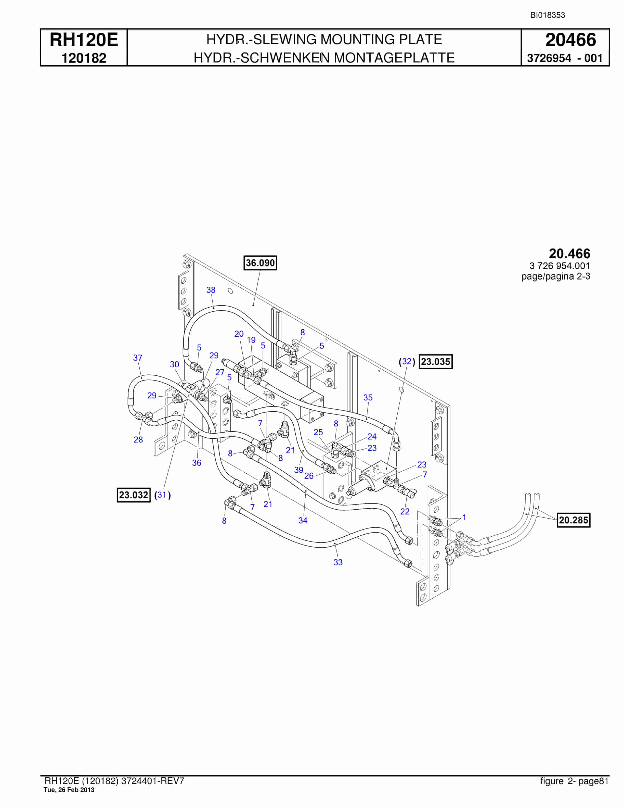Bucyrus RH120E Hydraulic Excavator Parts Catalog BI018353-2