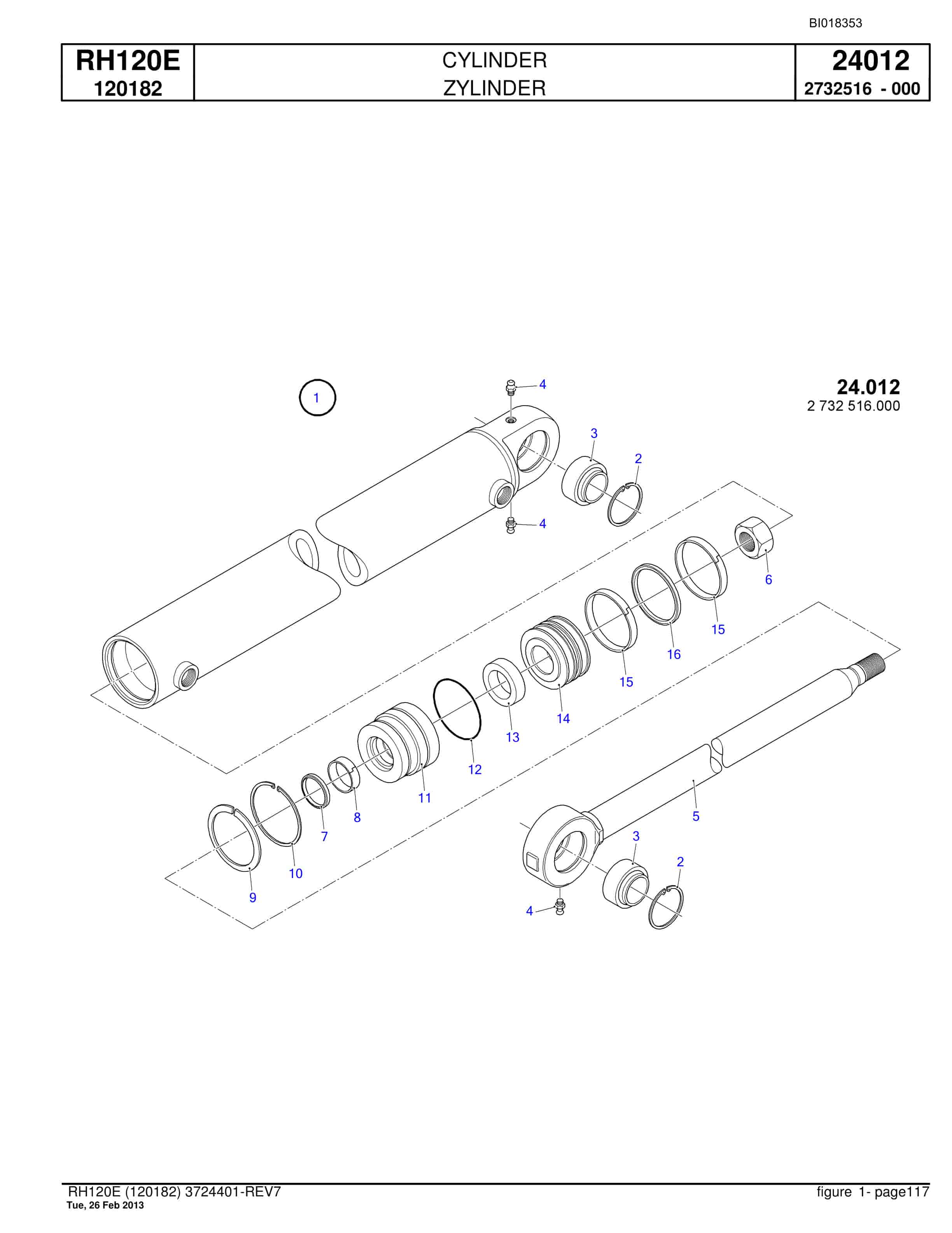 Bucyrus RH120E Hydraulic Excavator Parts Catalog BI018353-3