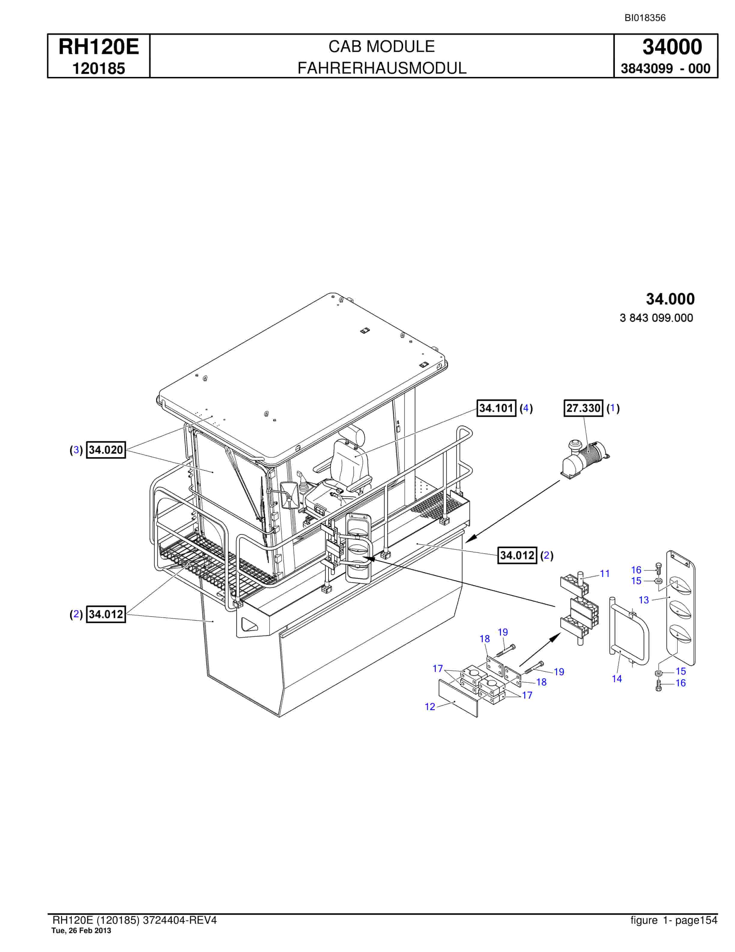 Bucyrus RH120E Hydraulic Excavator Parts Catalog BI018356-5