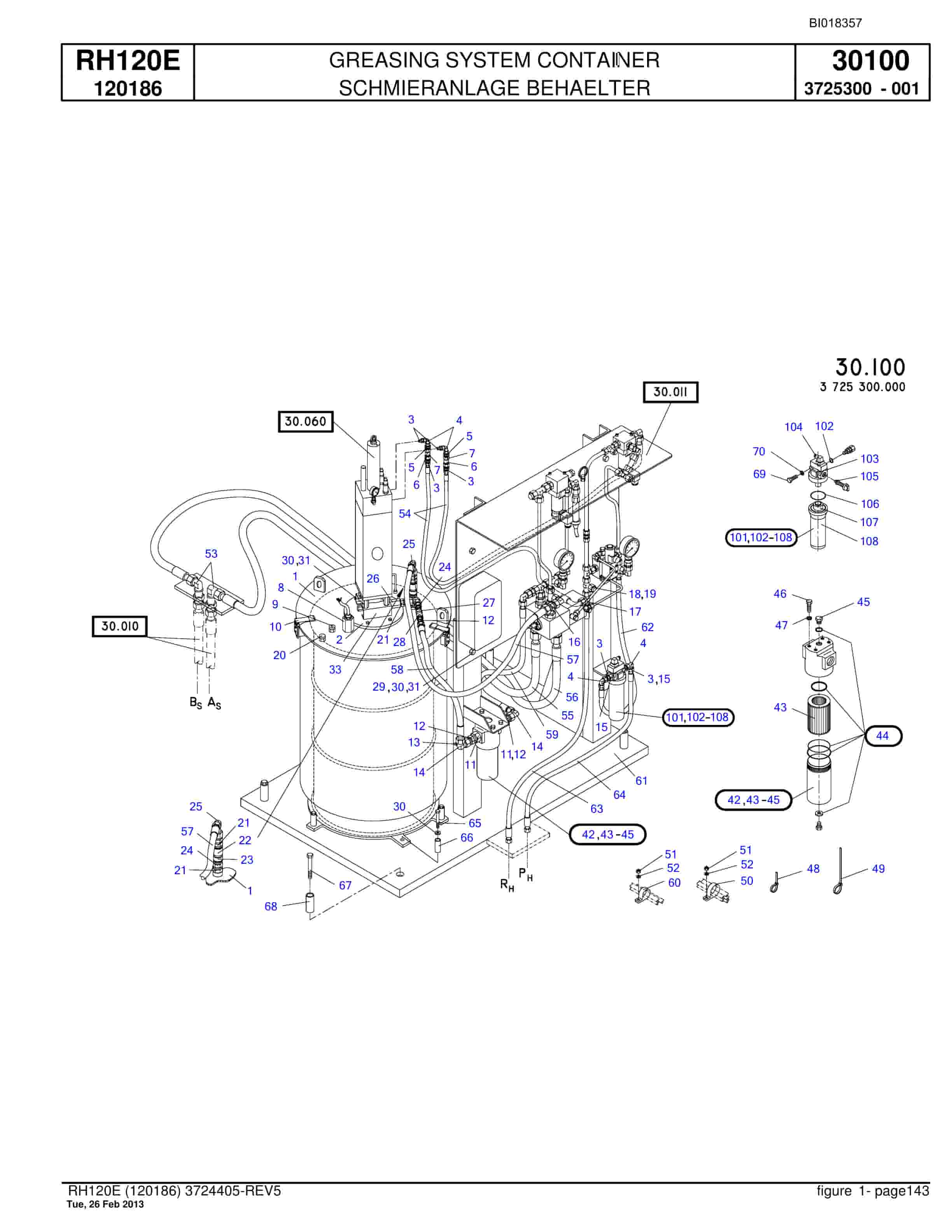 Bucyrus RH120E Hydraulic Excavator Parts Catalog BI018357-4