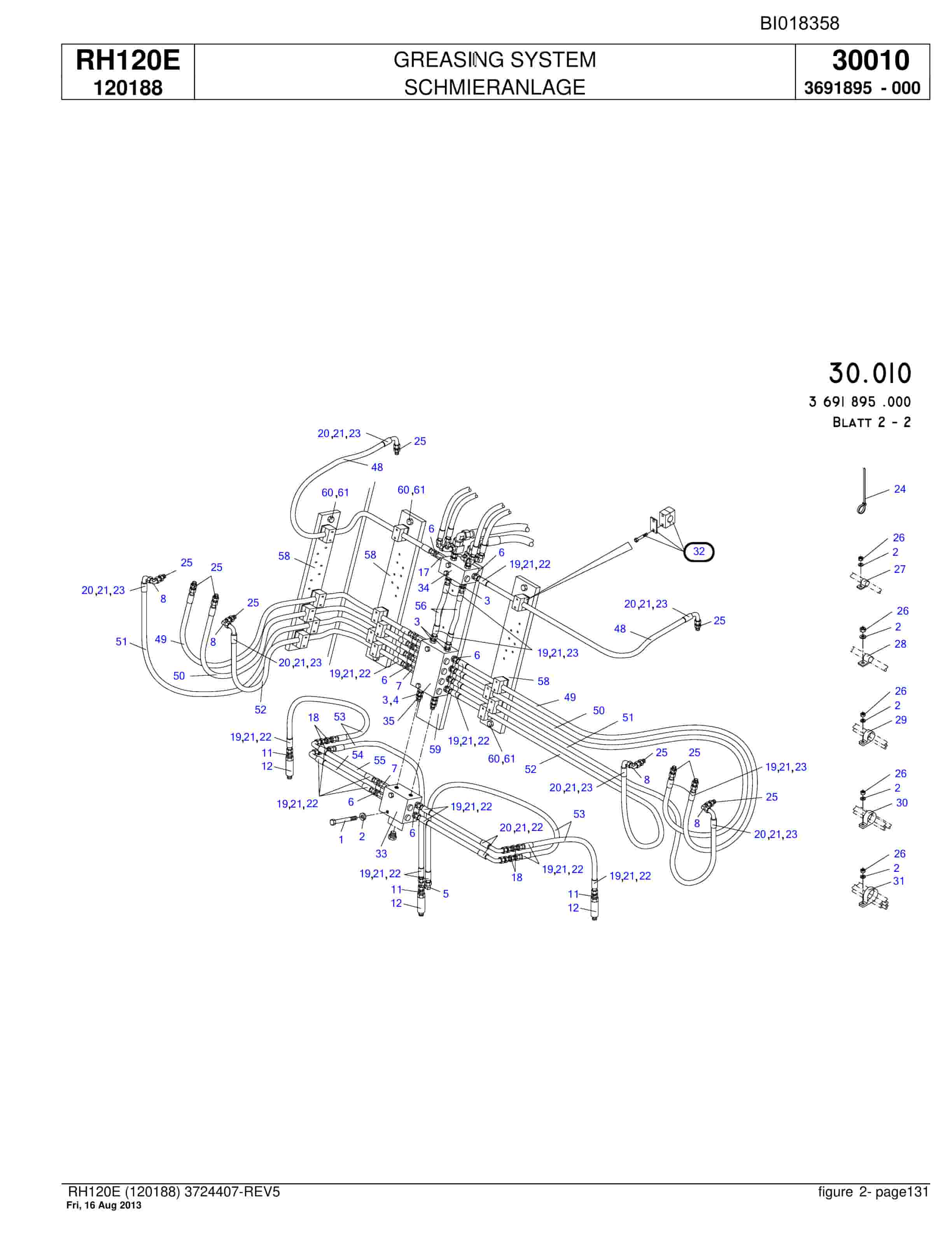 Bucyrus RH120E Hydraulic Excavator Parts Catalog BI018358-4