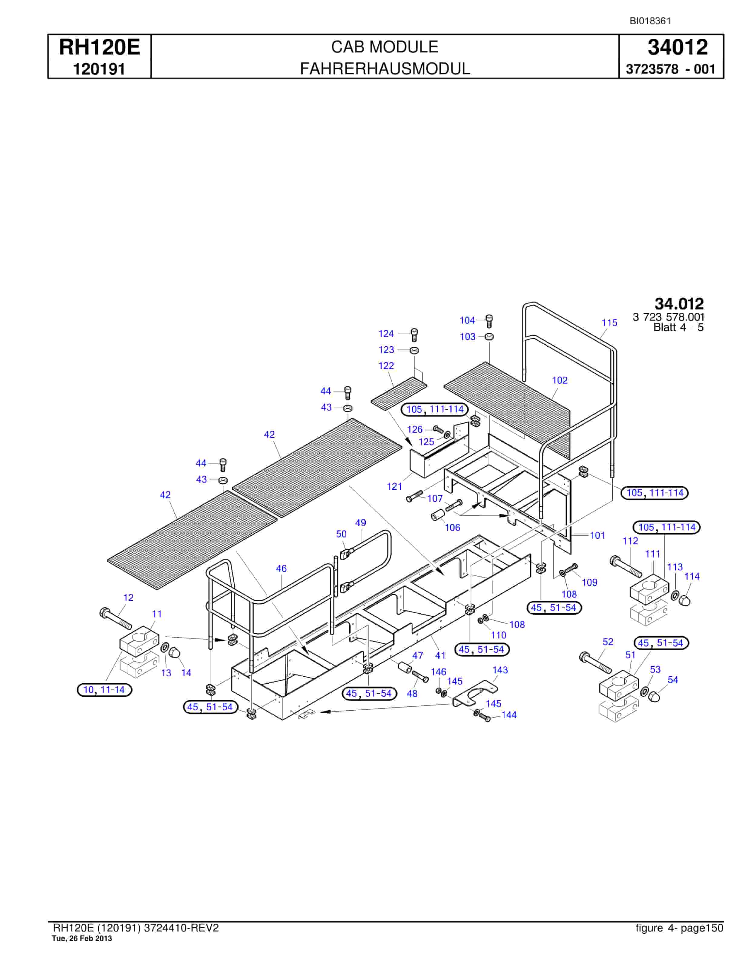 Bucyrus RH120E Hydraulic Excavator Parts Catalog BI018361-5