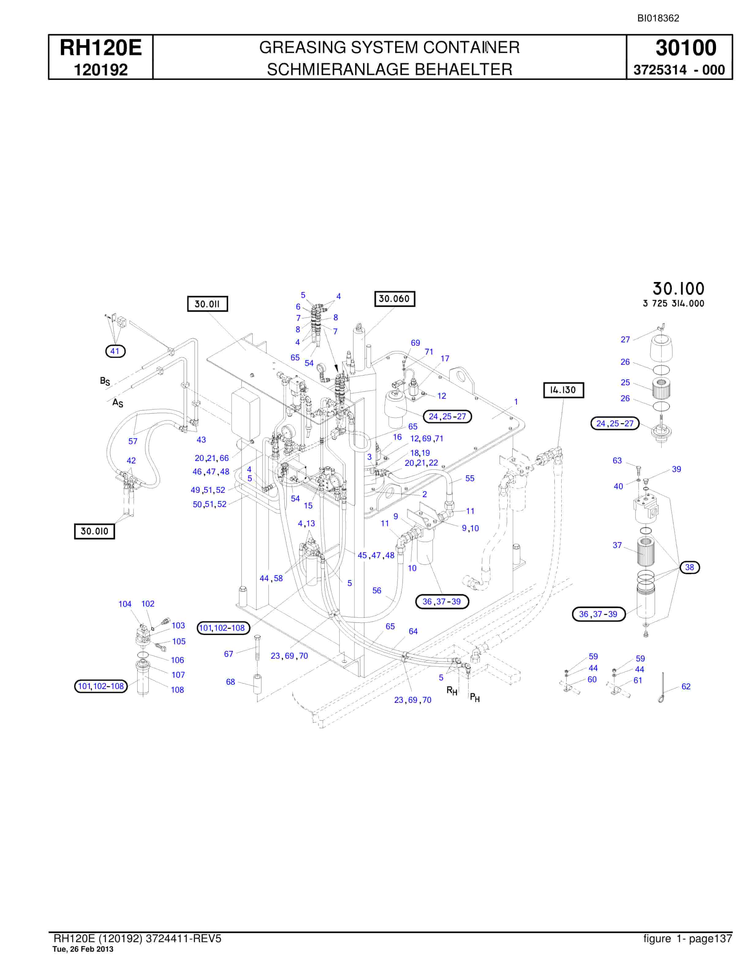Bucyrus RH120E Hydraulic Excavator Parts Catalog BI018362-4