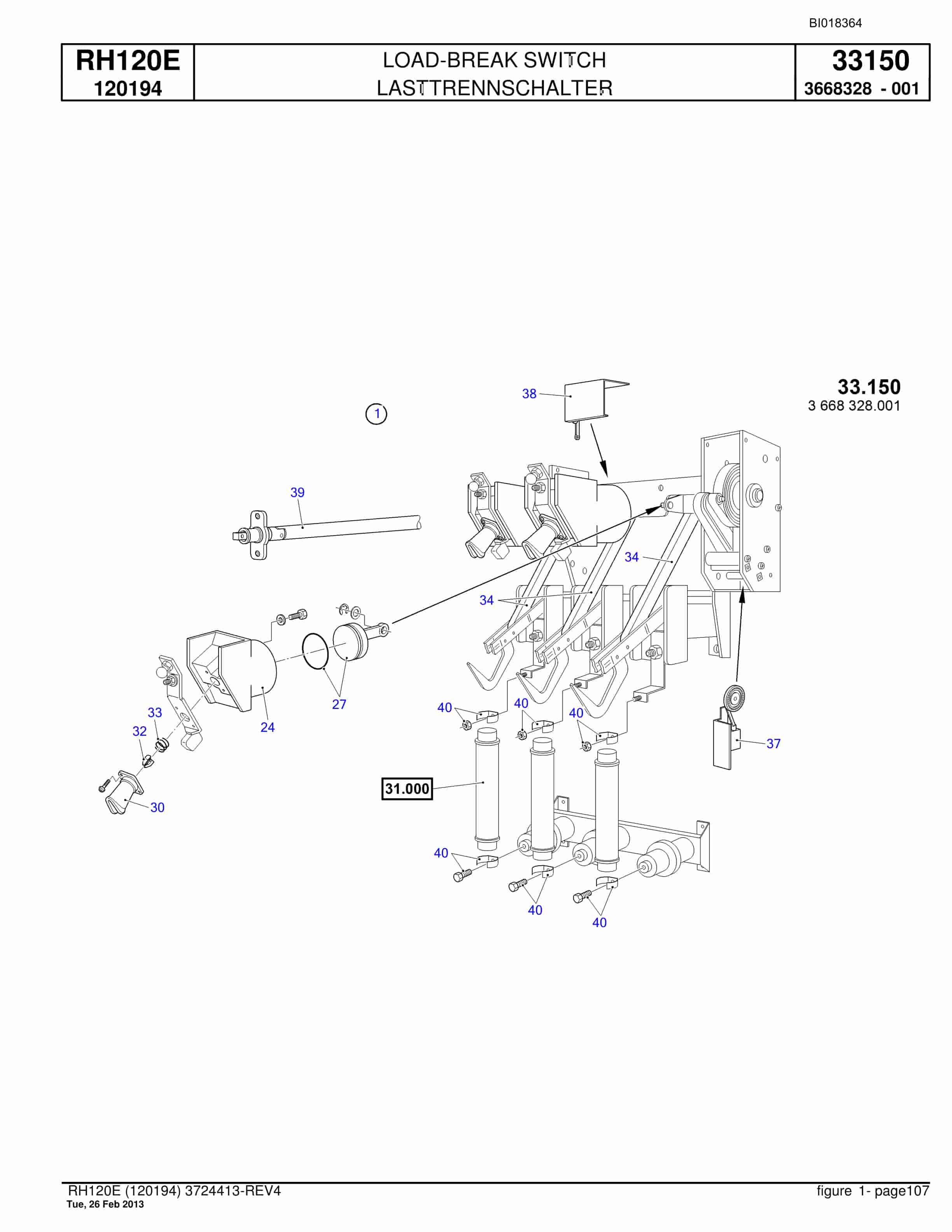 Bucyrus RH120E Hydraulic Excavator Parts Catalog BI018364-4
