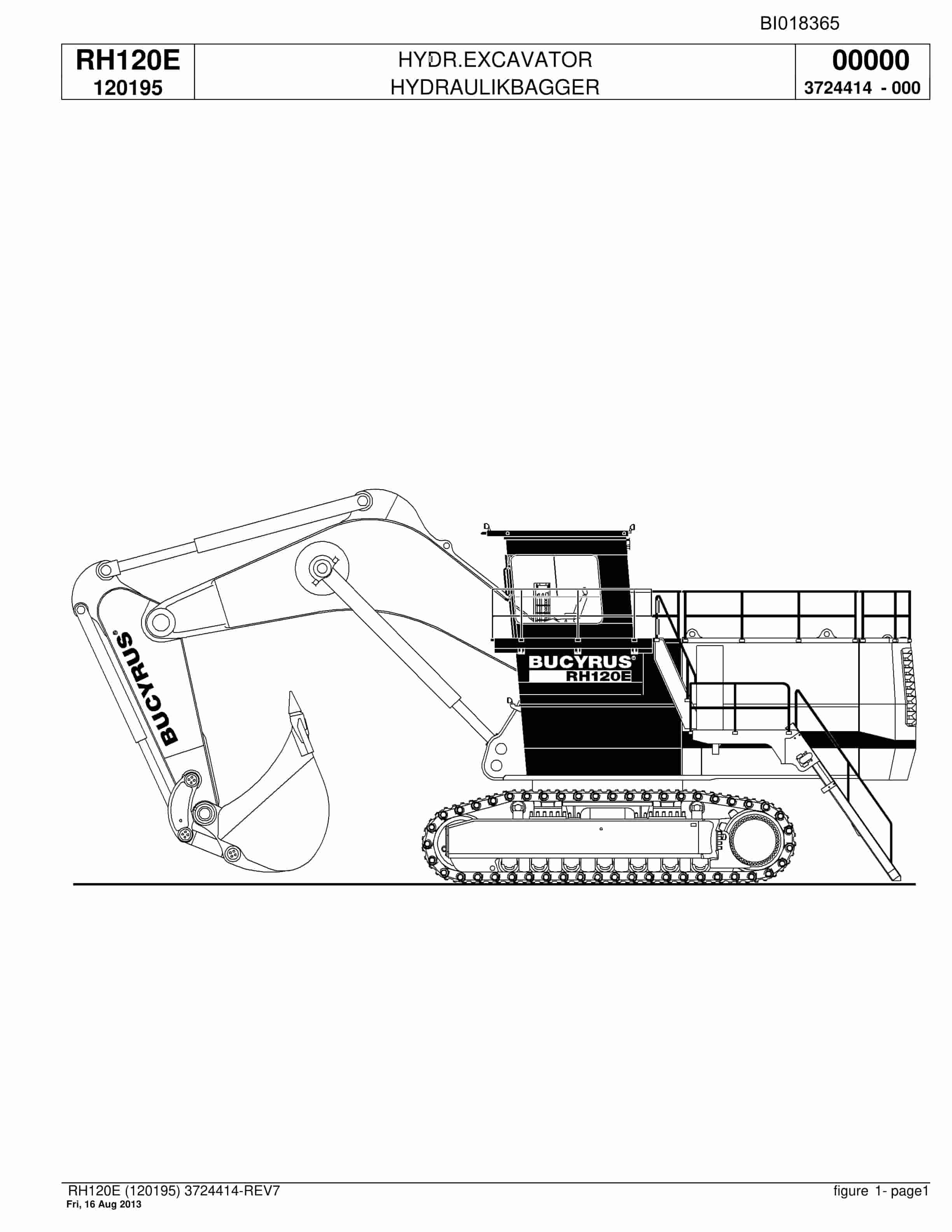 Bucyrus RH120E Hydraulic Excavator Parts Catalog BI018365