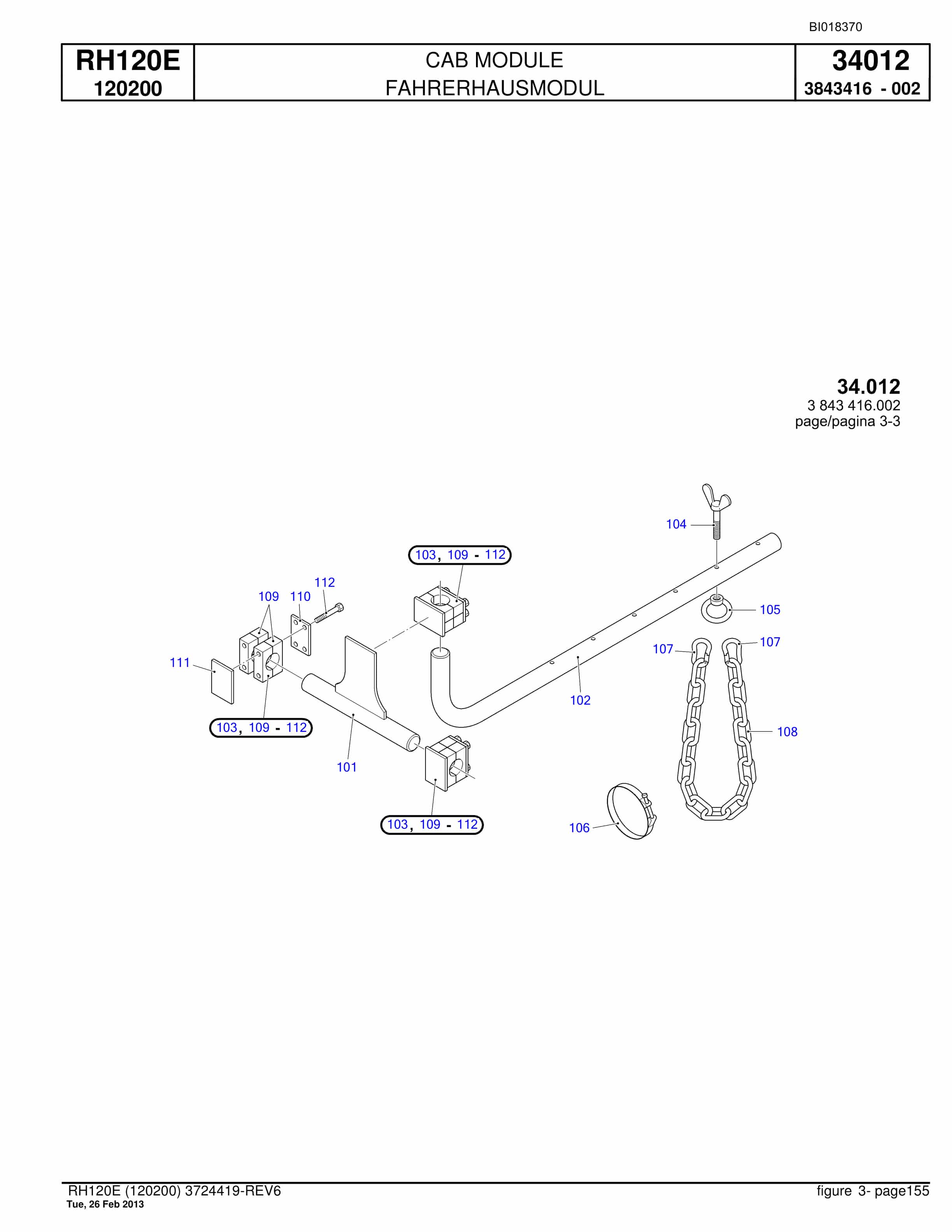 Bucyrus RH120E Hydraulic Excavator Parts Catalog BI018370-5