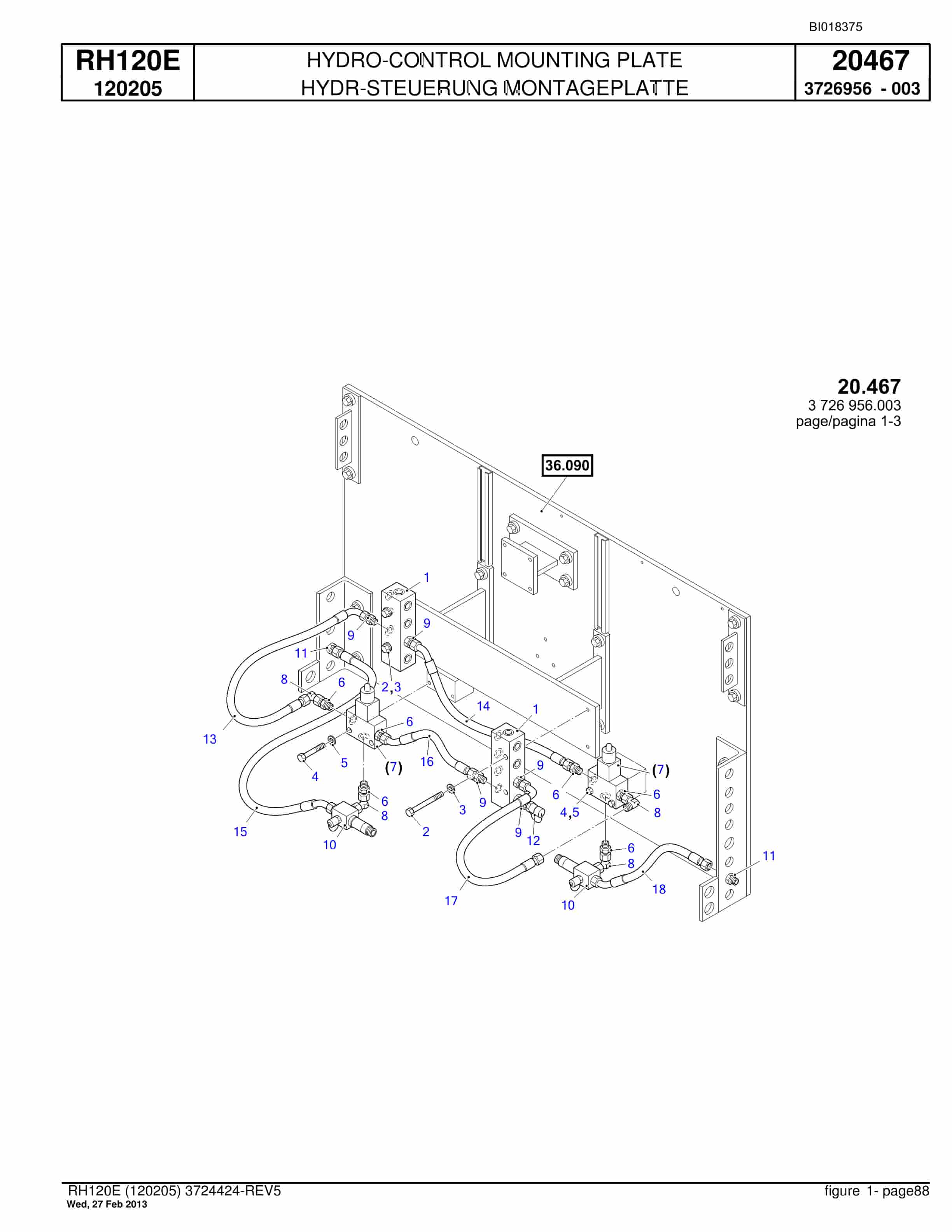 Bucyrus RH120E Hydraulic Excavator Parts Catalog BI018375-2