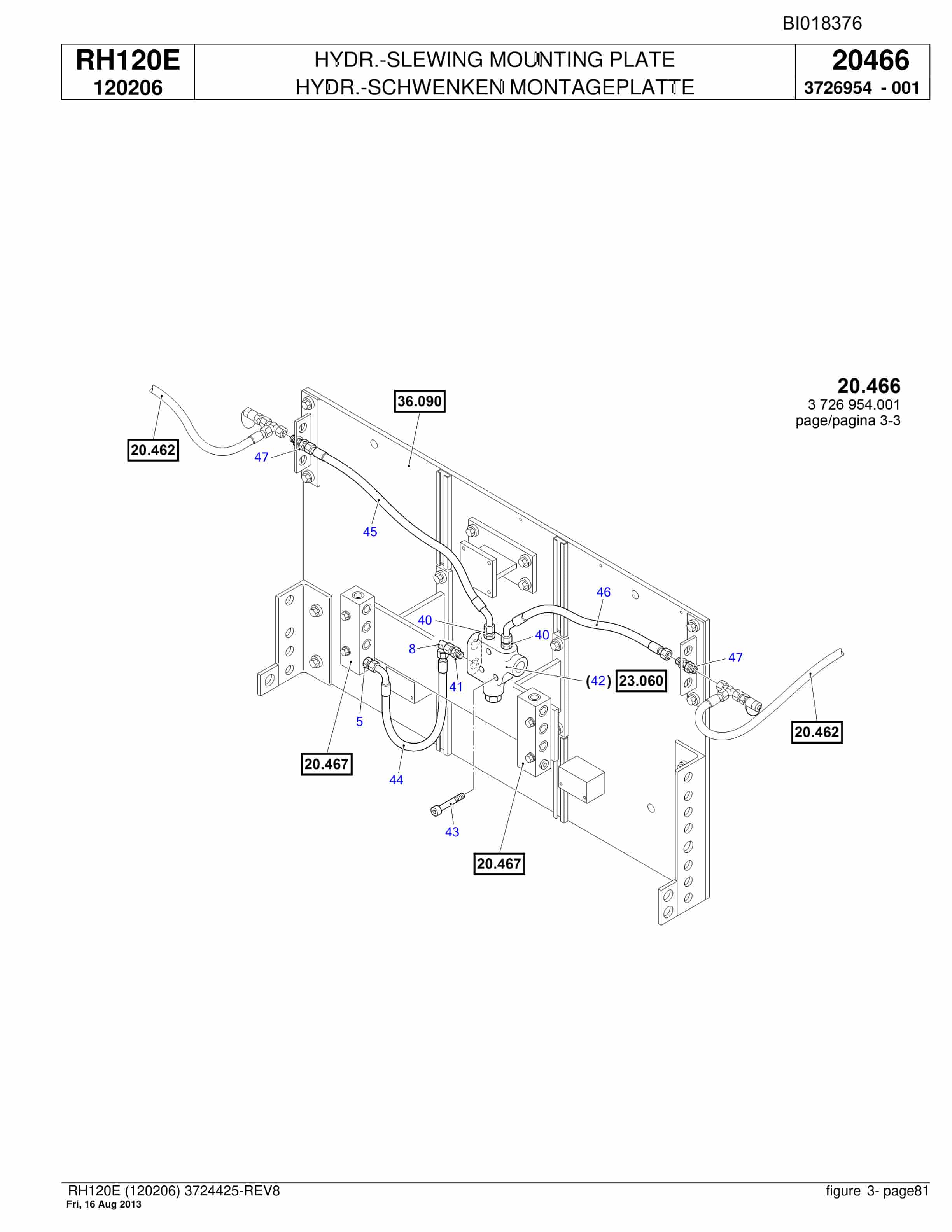 Bucyrus RH120E Hydraulic Excavator Parts Catalog BI018376-2