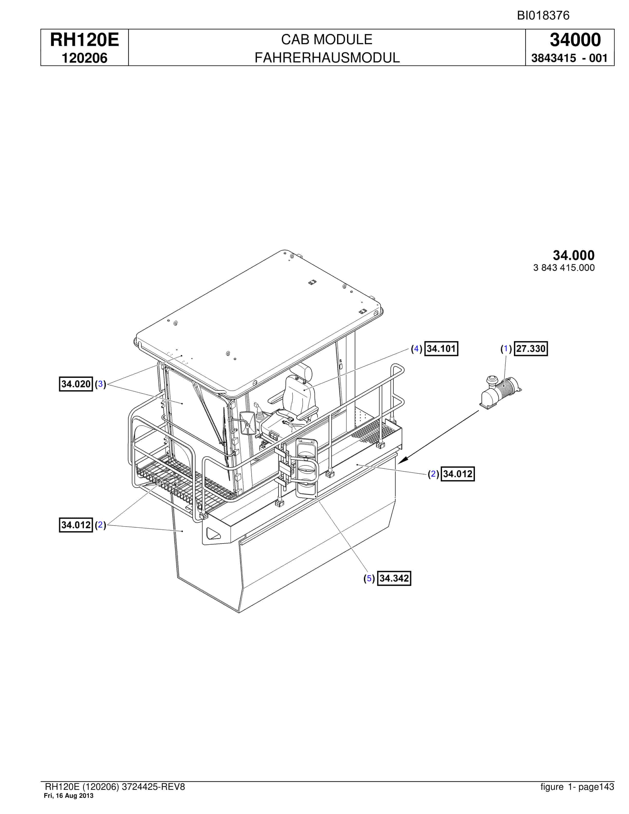 Bucyrus RH120E Hydraulic Excavator Parts Catalog BI018376-5