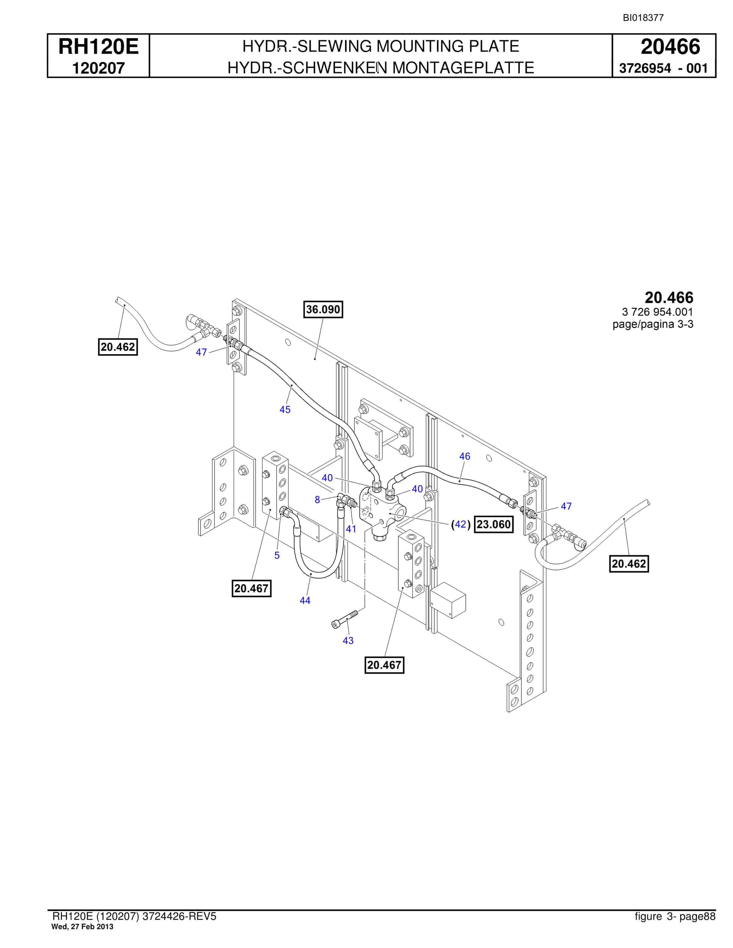 Bucyrus RH120E Hydraulic Excavator Parts Catalog BI018377-2