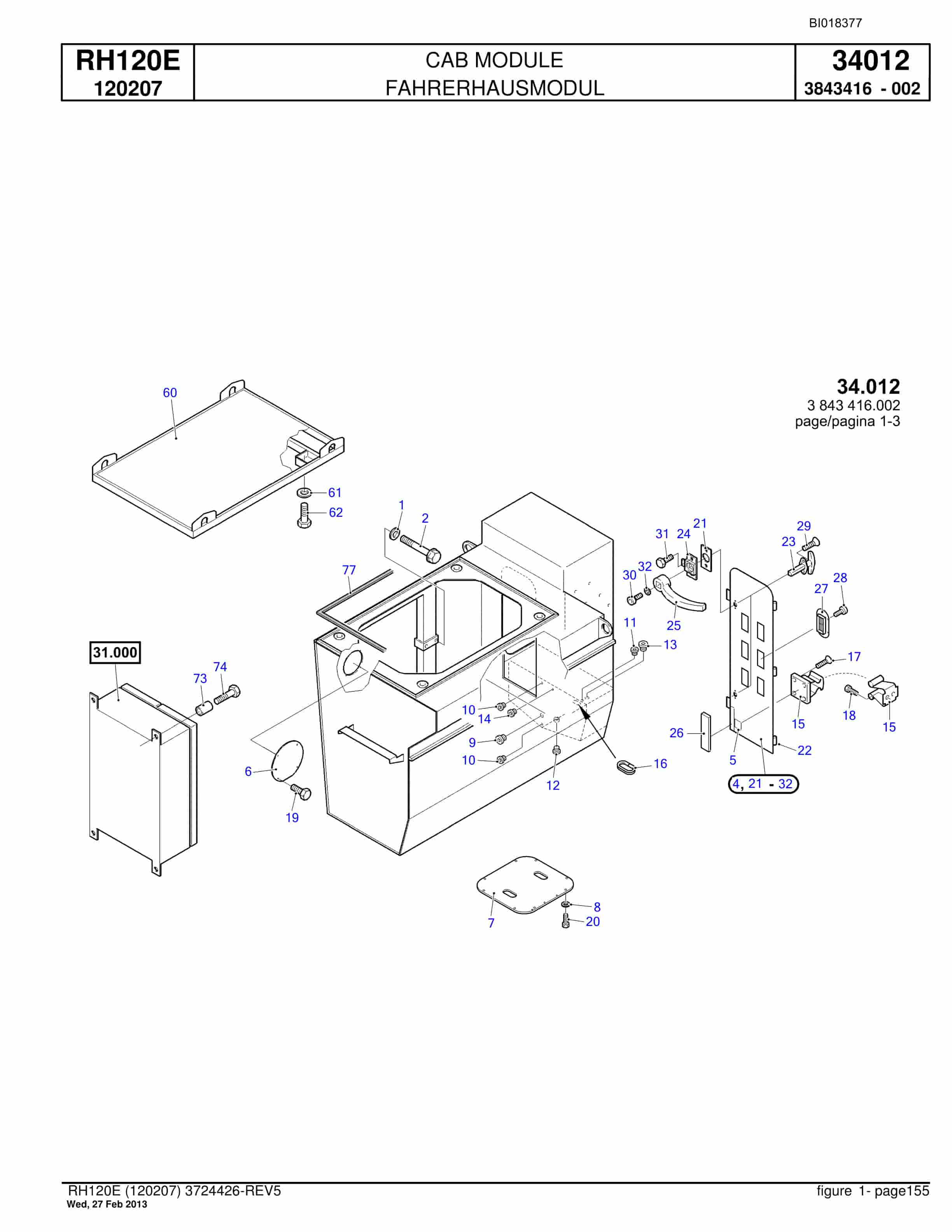 Bucyrus RH120E Hydraulic Excavator Parts Catalog BI018377-5