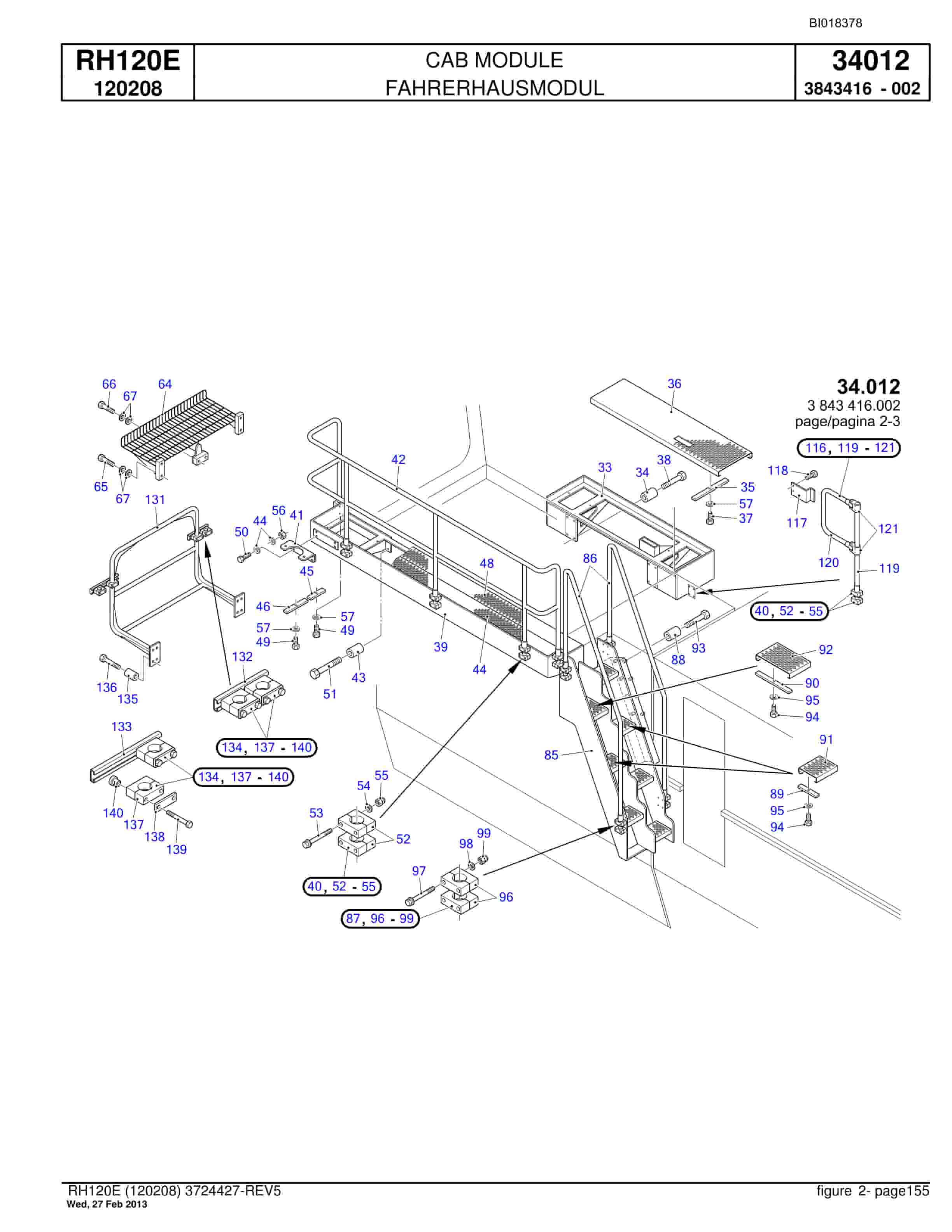 Bucyrus RH120E Hydraulic Excavator Parts Catalog BI018378-5