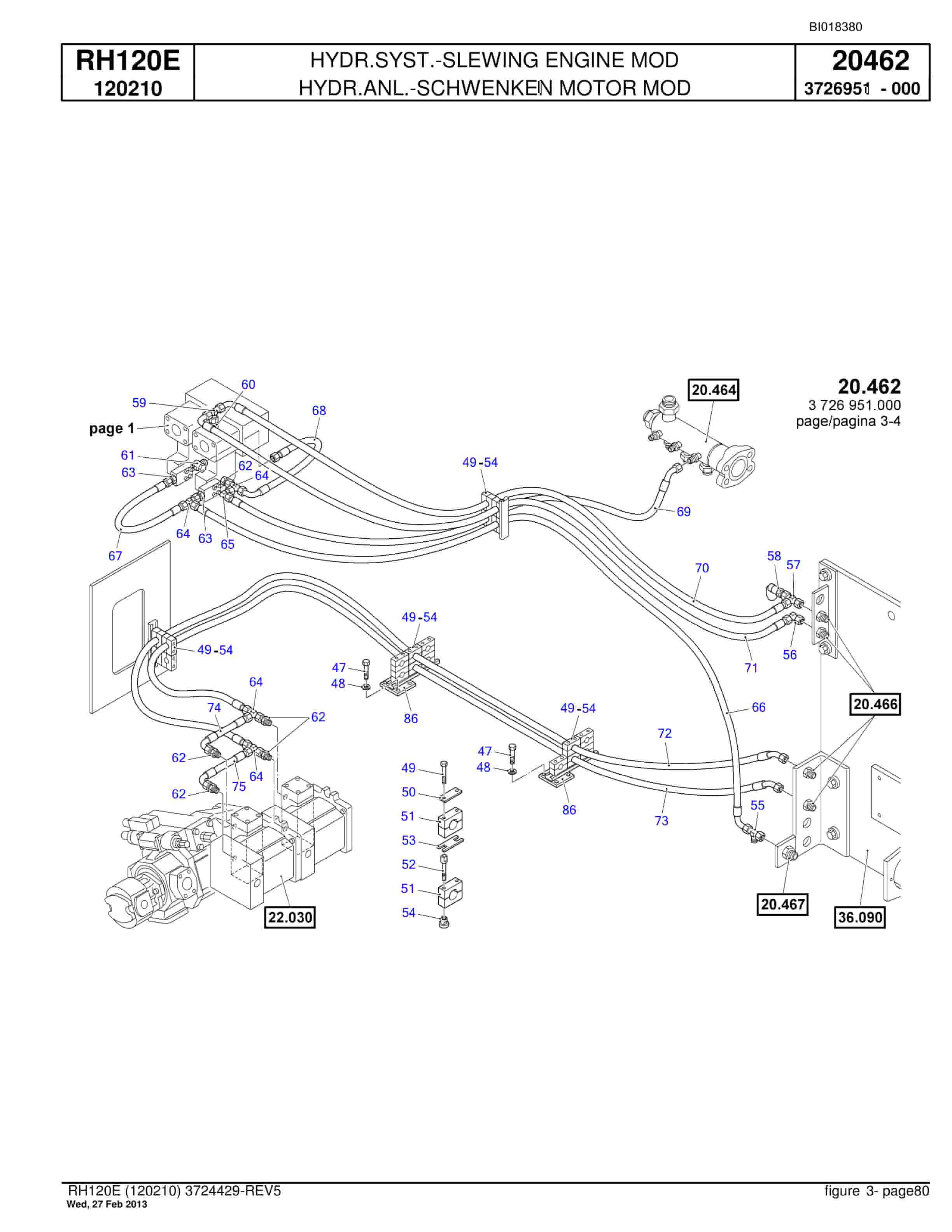 Bucyrus RH120E Hydraulic Excavator Parts Catalog BI018380-2
