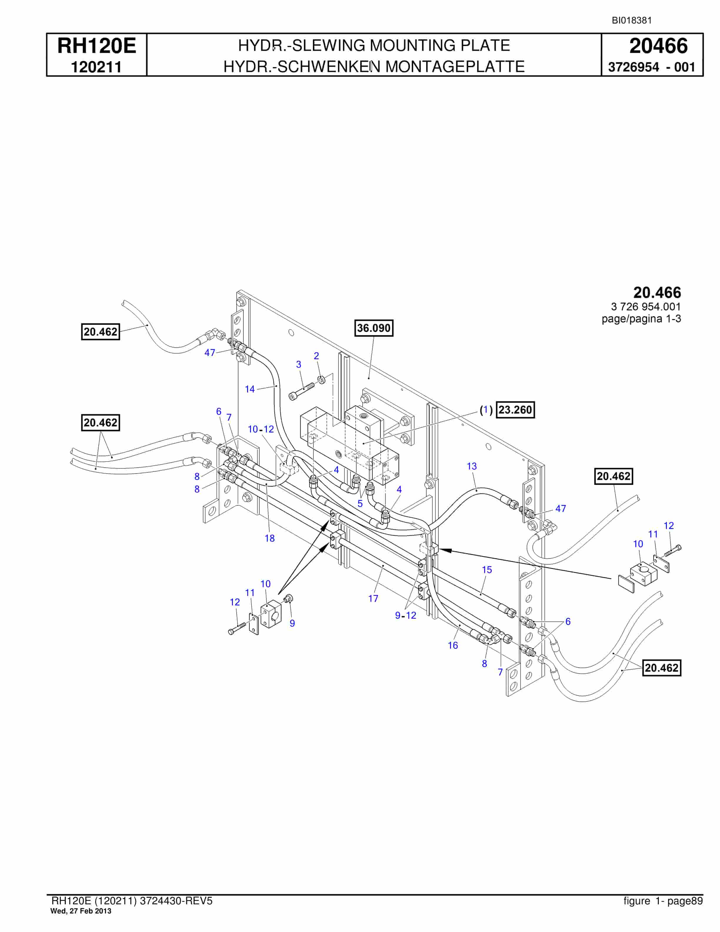 Bucyrus RH120E Hydraulic Excavator Parts Catalog BI018381-2