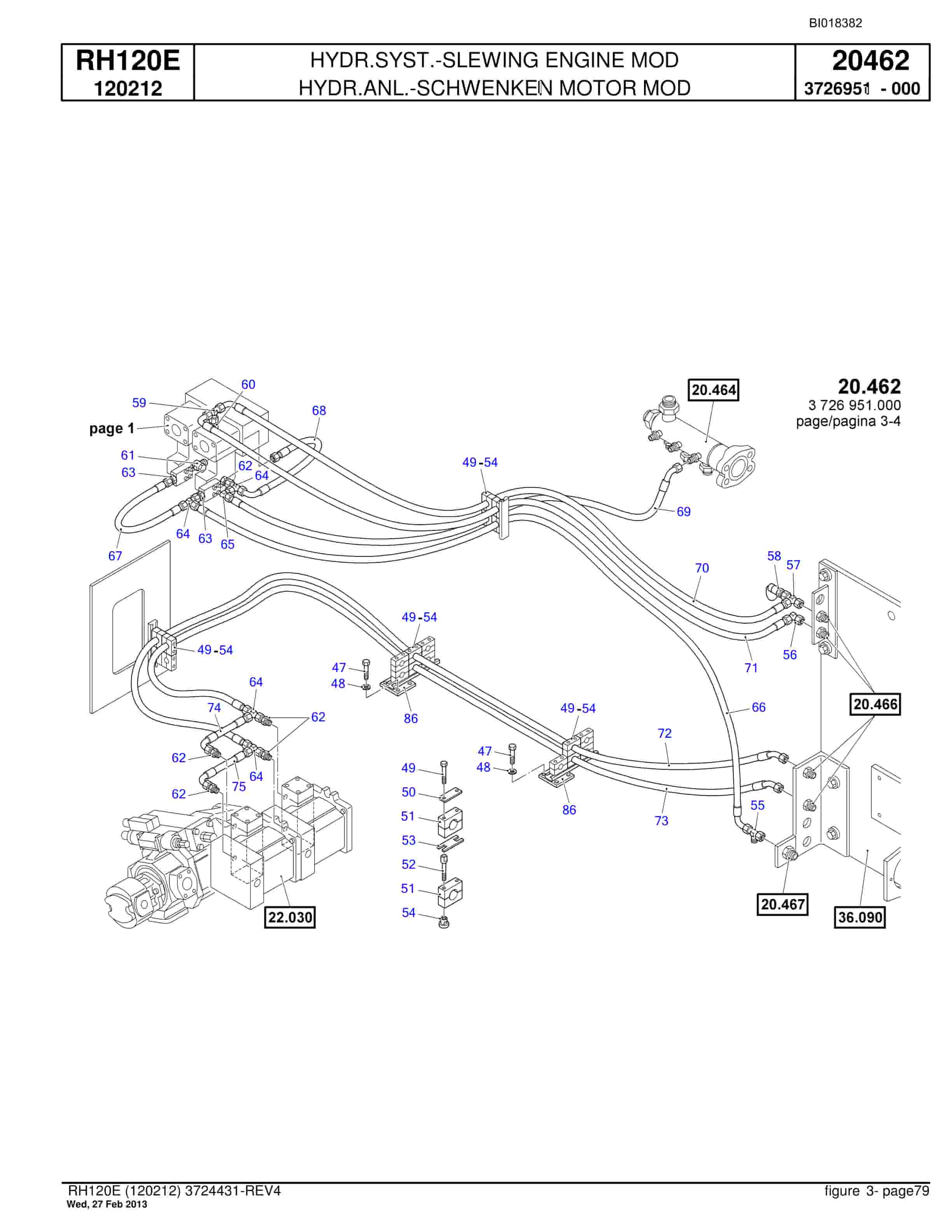 Bucyrus RH120E Hydraulic Excavator Parts Catalog BI018382-2