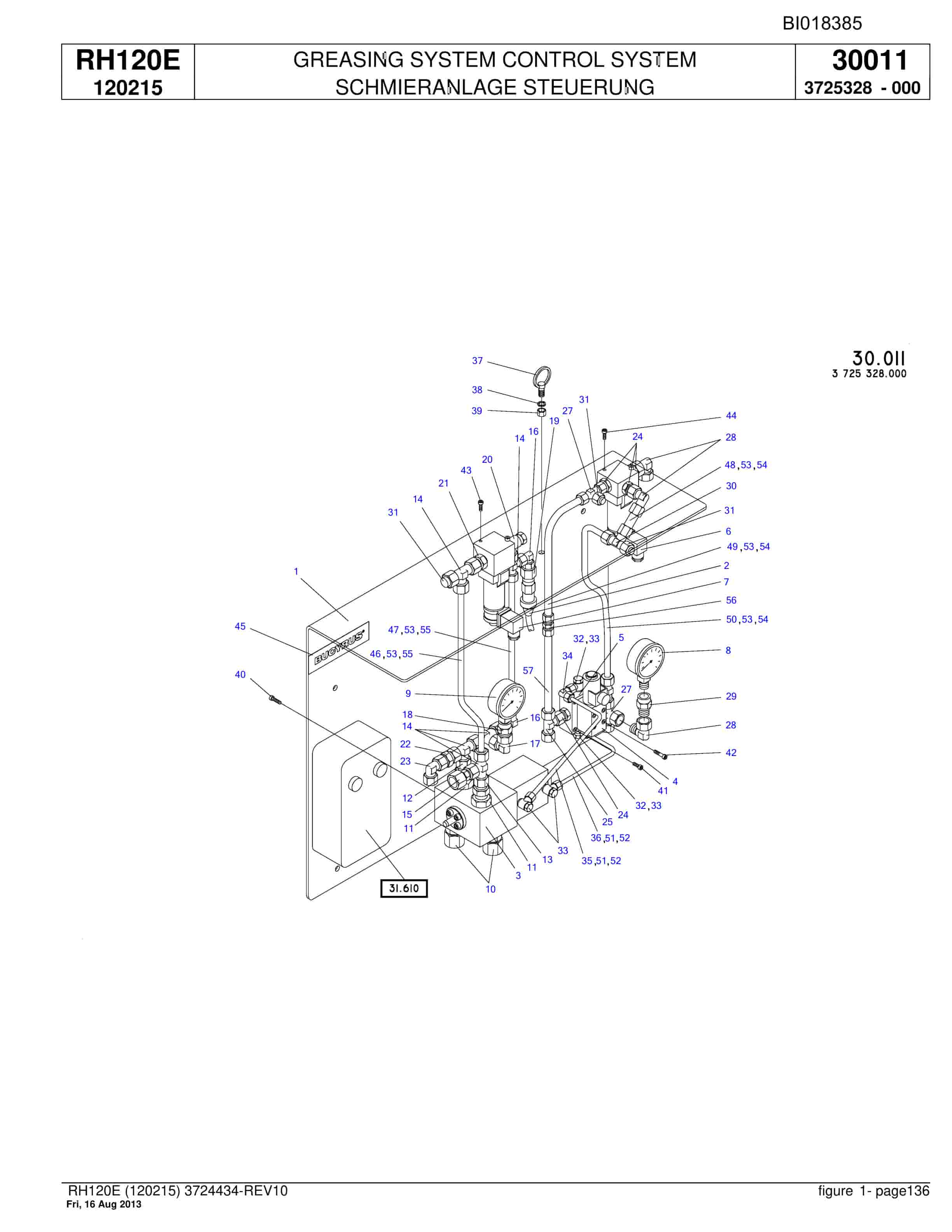 Bucyrus RH120E Hydraulic Excavator Parts Catalog BI018385-4