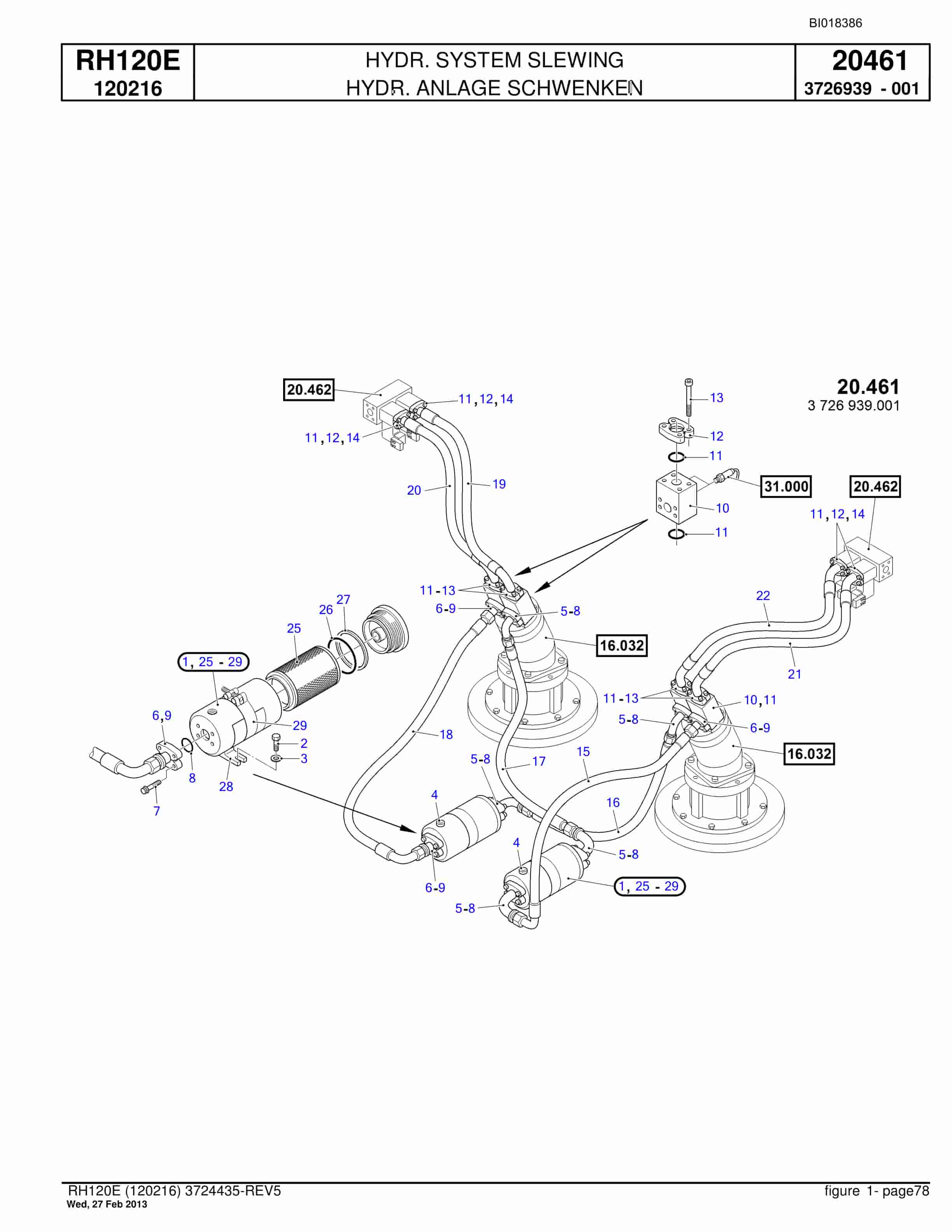 Bucyrus RH120E Hydraulic Excavator Parts Catalog BI018386-2