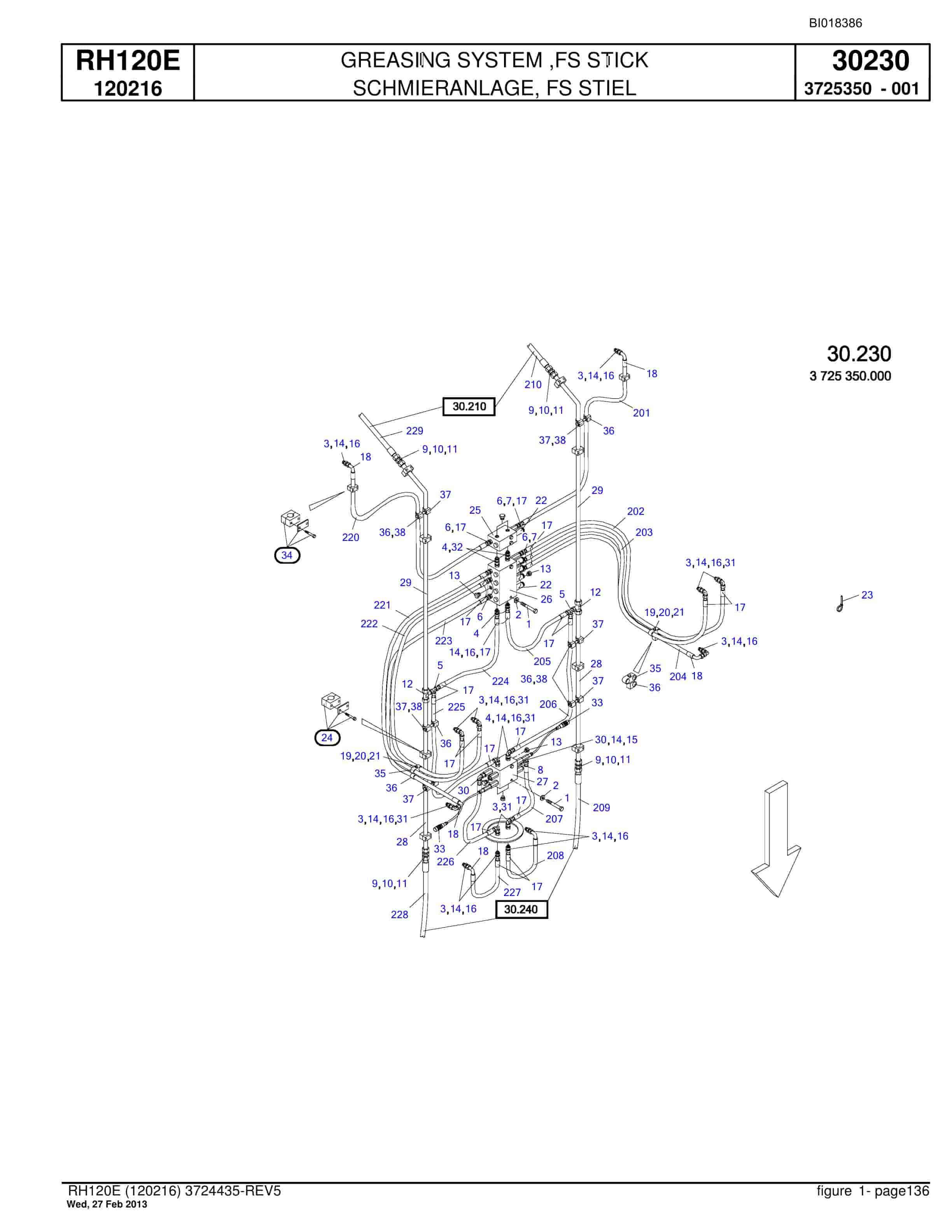 Bucyrus RH120E Hydraulic Excavator Parts Catalog BI018386-5
