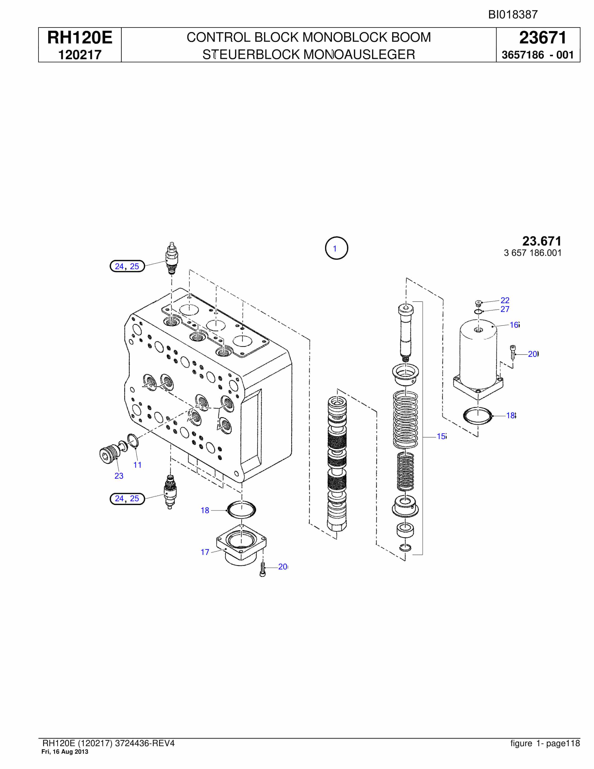 Bucyrus RH120E Hydraulic Excavator Parts Catalog BI018387-3