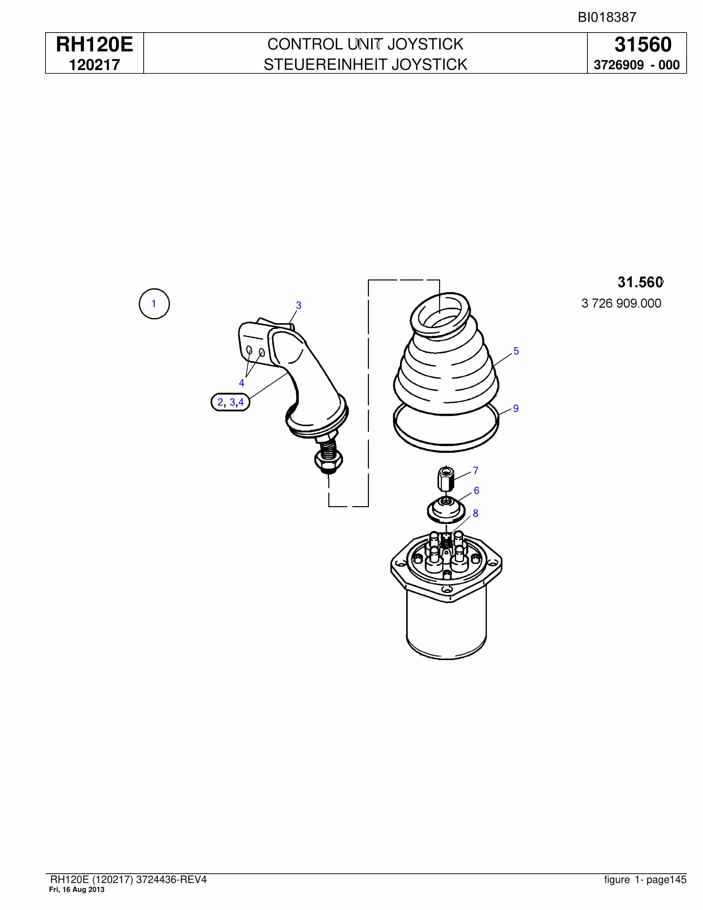 Bucyrus RH120E Hydraulic Excavator Parts Catalog BI018387-5